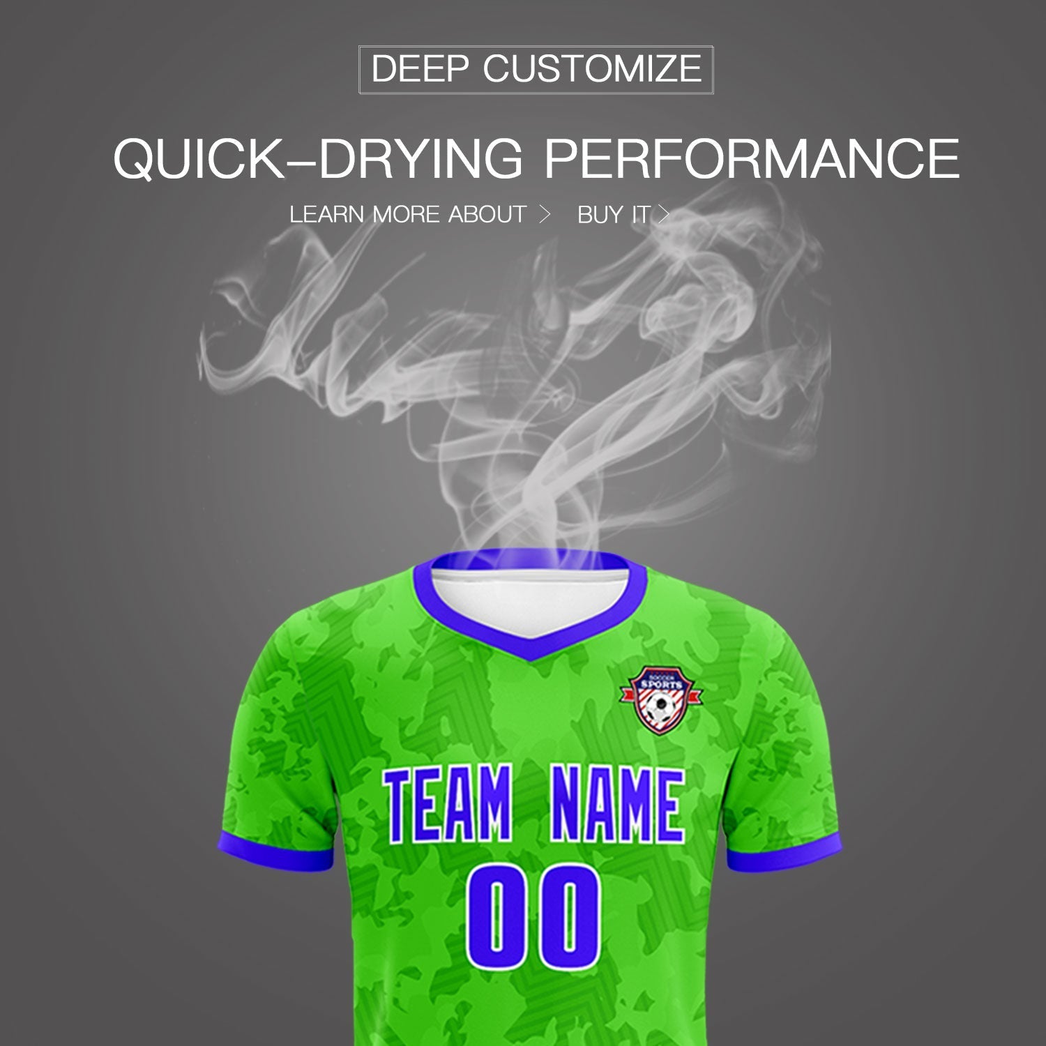 Custom Neon Green Camo sports Soccer Tops/Sets Jersey