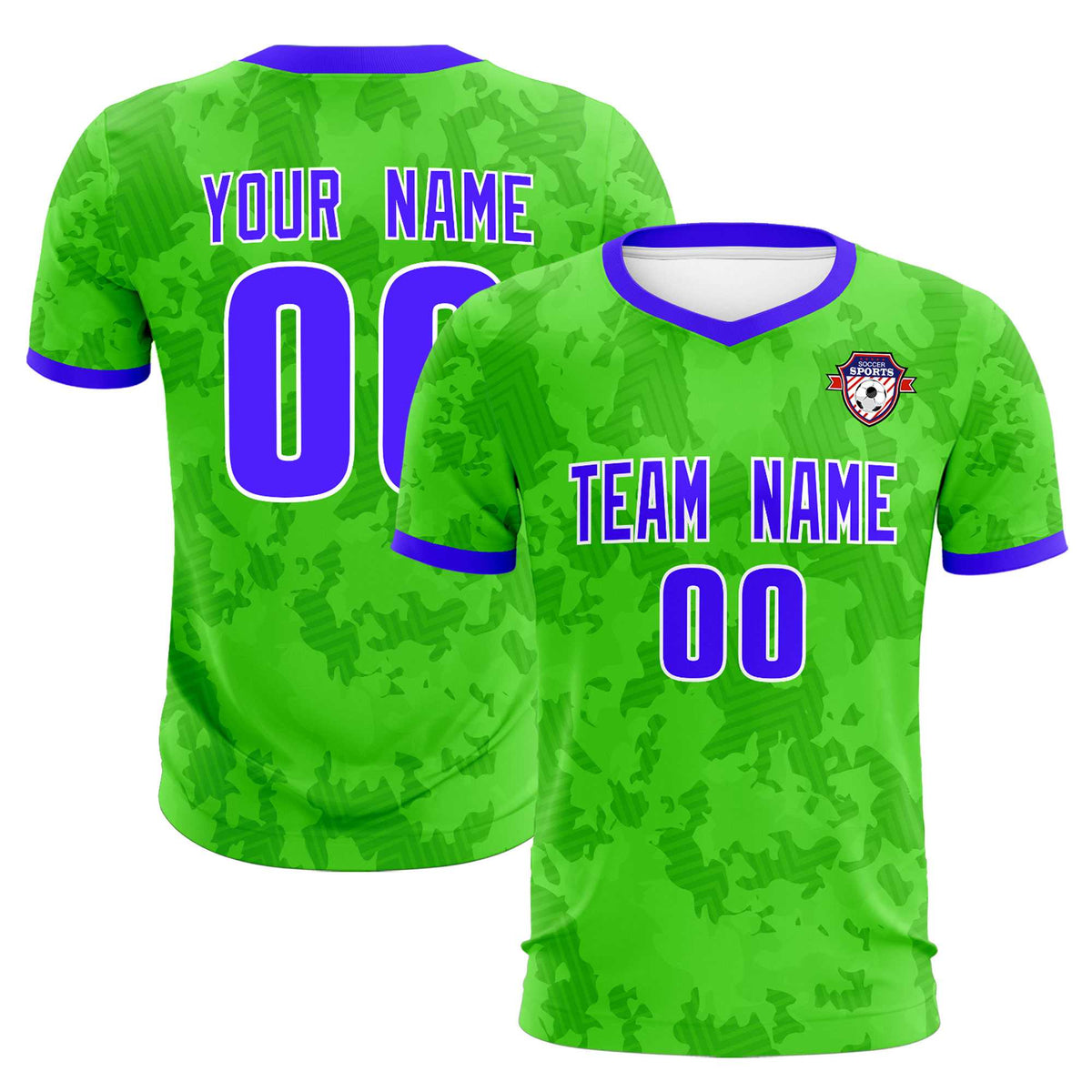 Custom Neon Green Camo sports Soccer Tops/Sets Jersey