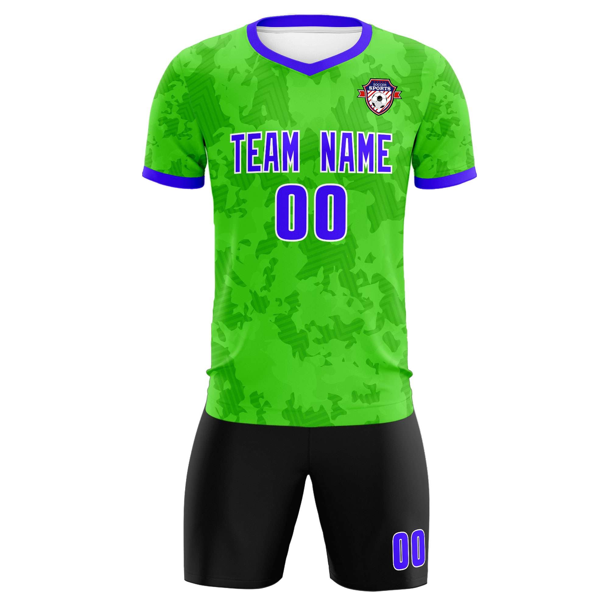Custom Neon Green Camo sports Soccer Tops/Sets Jersey