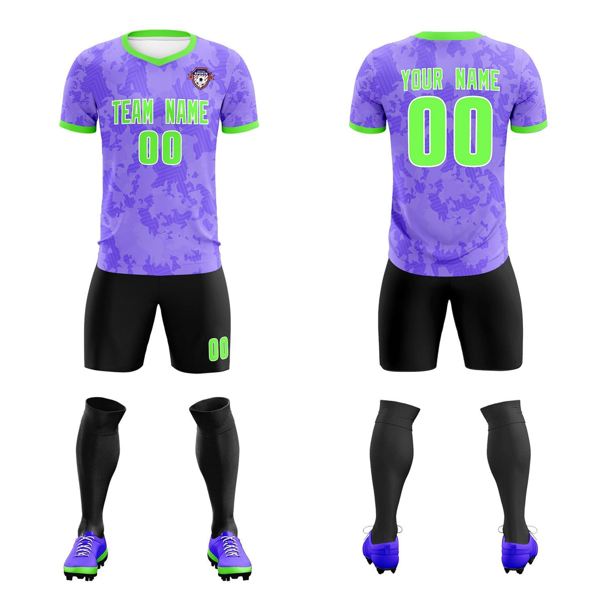 Custom Light Purple Camo sports Soccer Tops/Sets Jersey