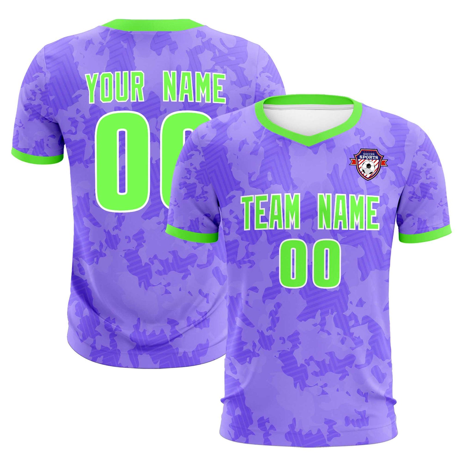 Custom Light Purple Camo sports Soccer Tops/Sets Jersey