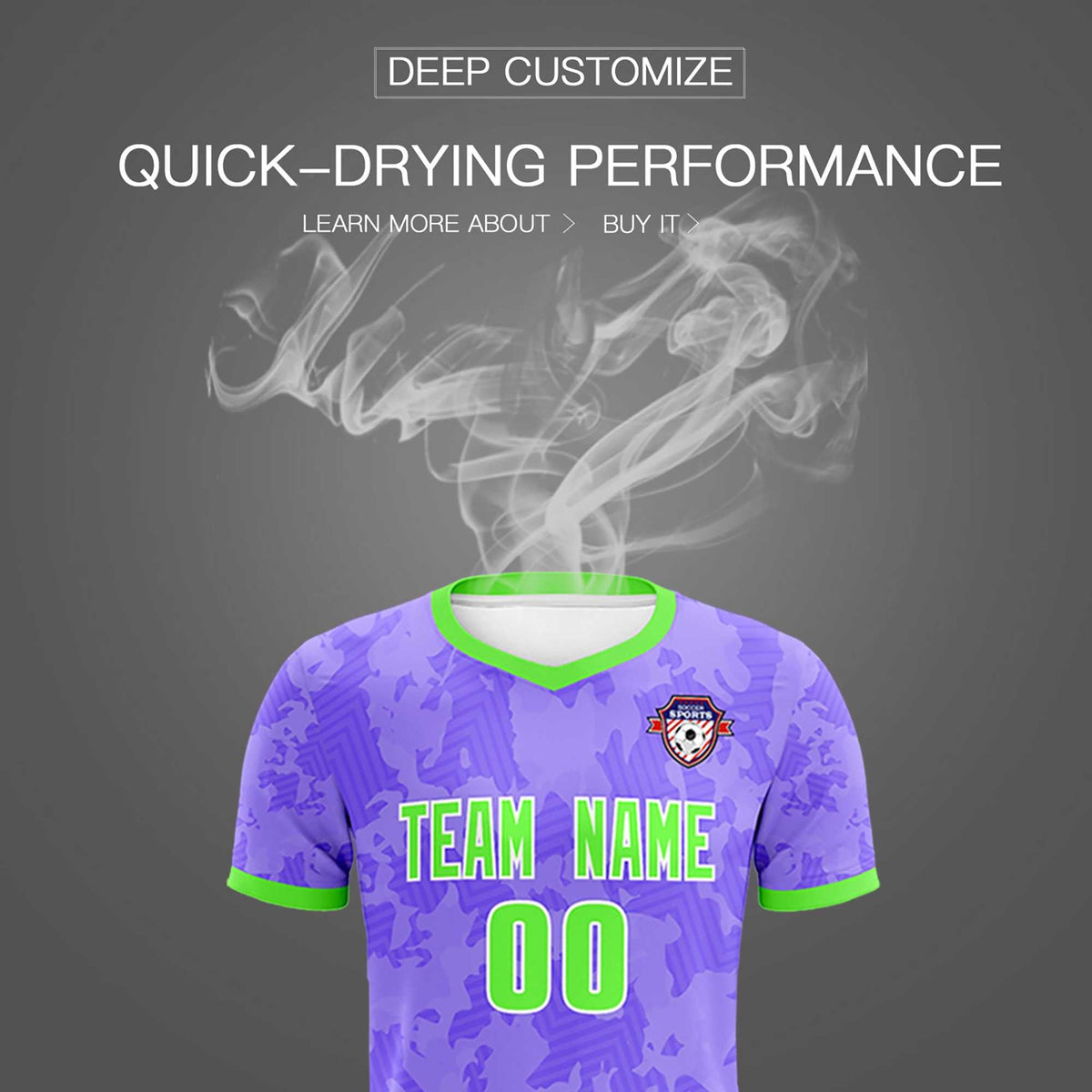 Custom Light Purple Camo sports Soccer Tops/Sets Jersey