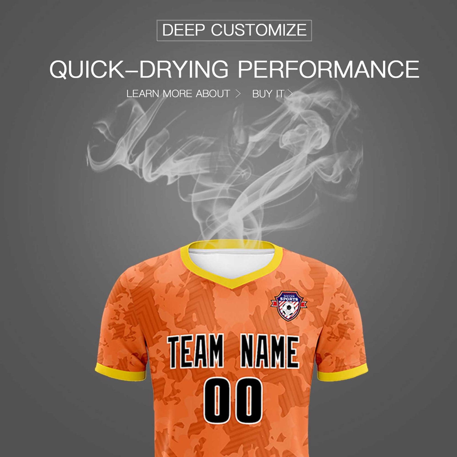 Custom Orange Camo sports Soccer Tops/Sets Jersey