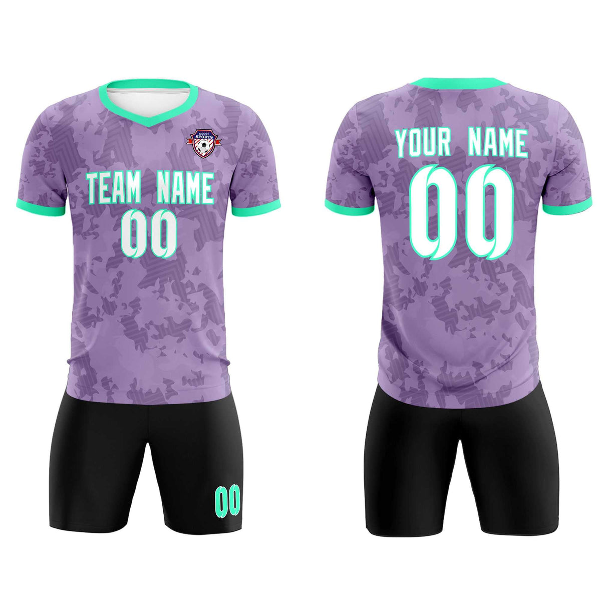 Custom Light Purple Camo sports Soccer Tops/Sets Jersey
