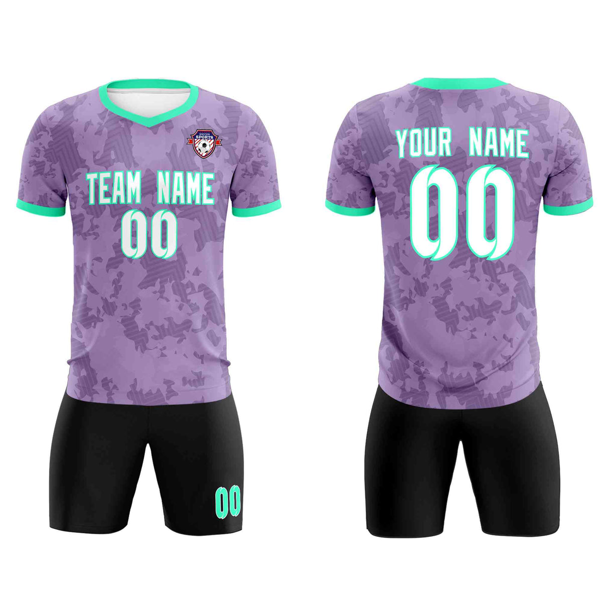 Custom Light Purple Camo sports Soccer Tops/Sets Jersey