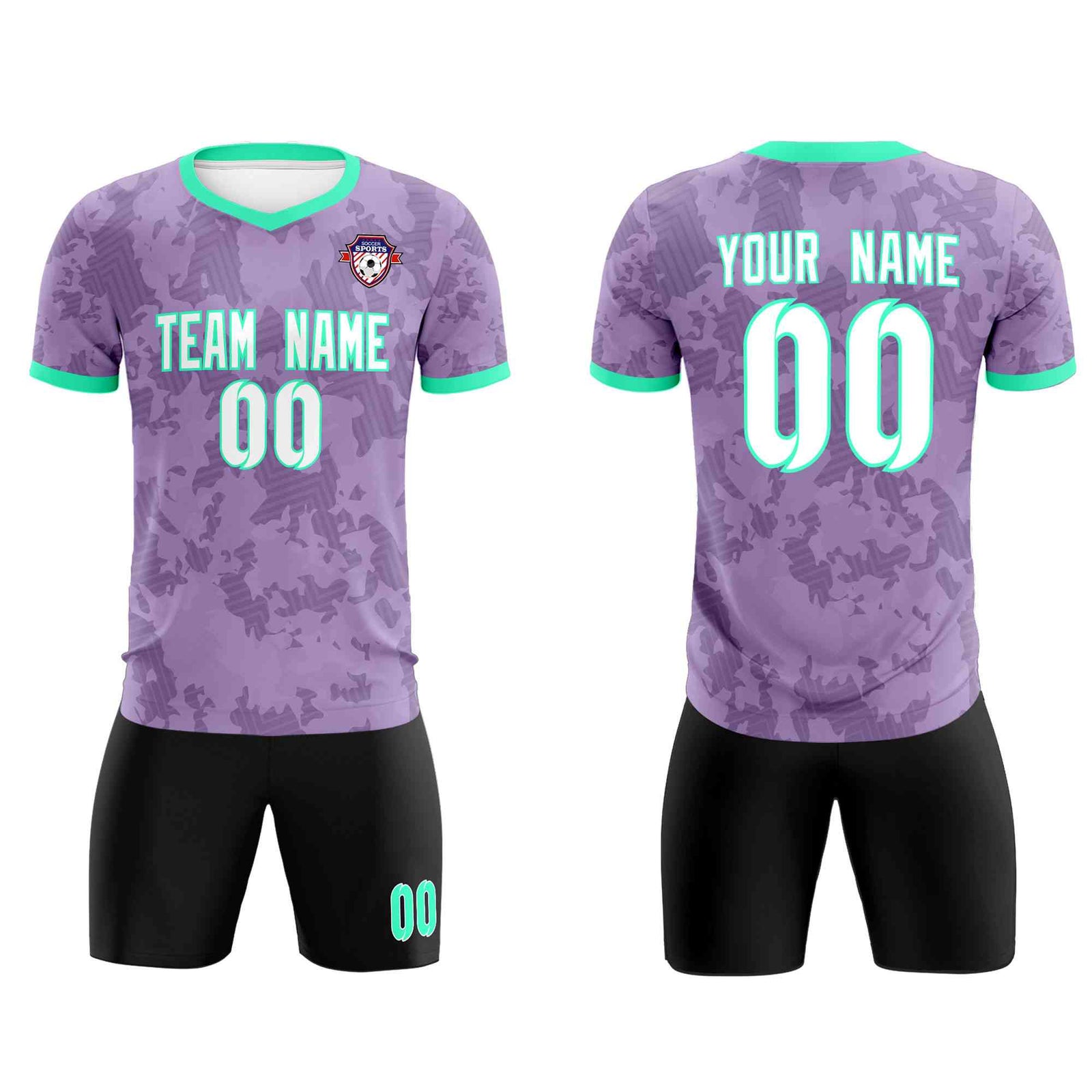 Custom Light Purple Camo sports Soccer Tops/Sets Jersey