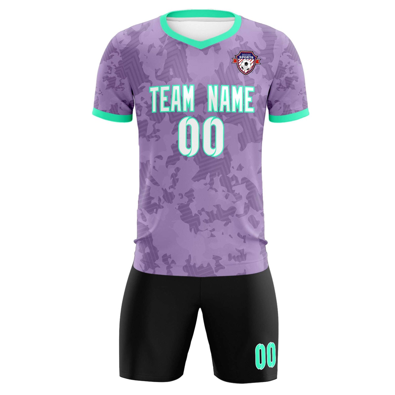 Custom Light Purple Camo sports Soccer Tops/Sets Jersey
