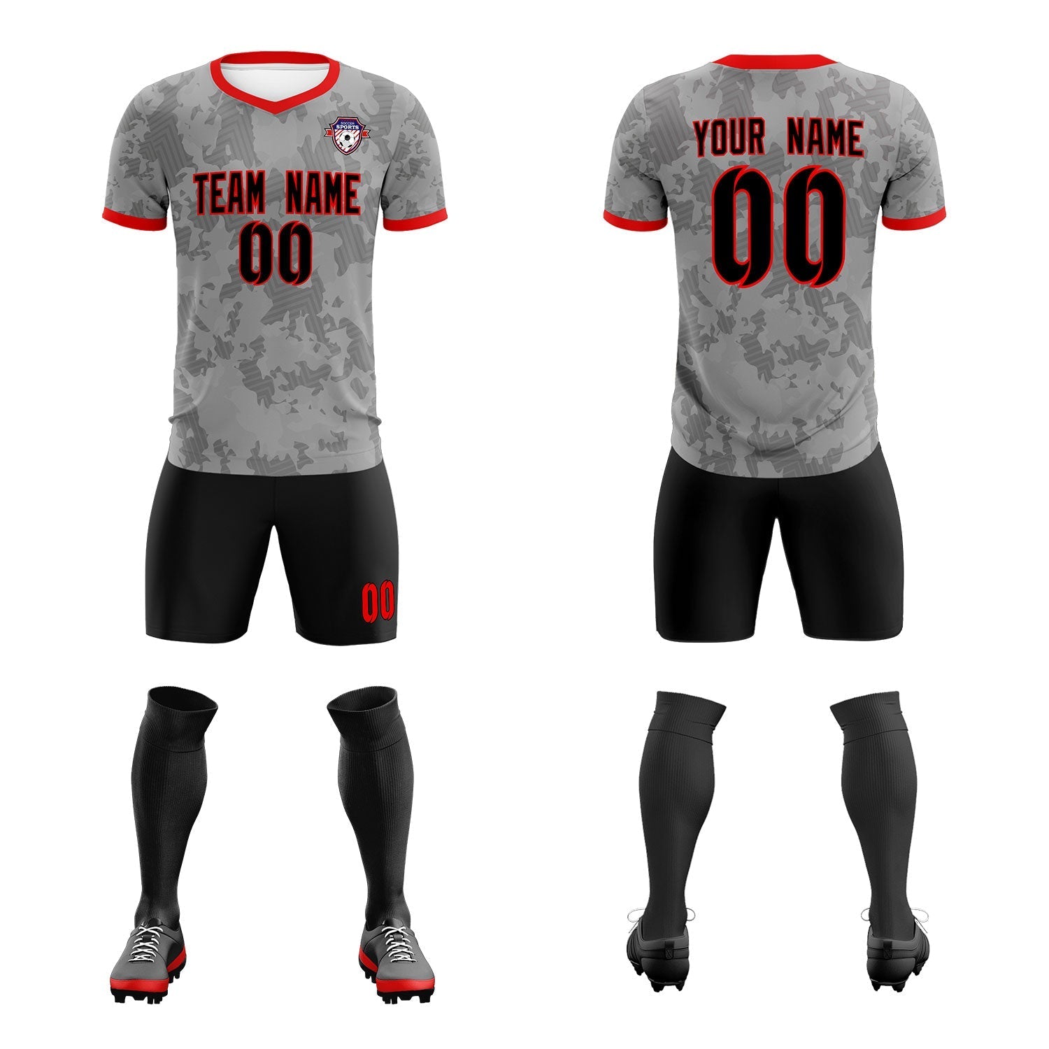 Custom Dark Gray Camo sports Soccer Tops/Sets Jersey