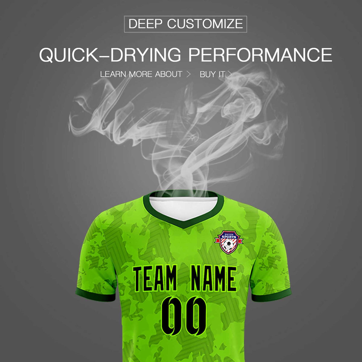 Custom Green Camo sports Soccer Tops/Sets Jersey