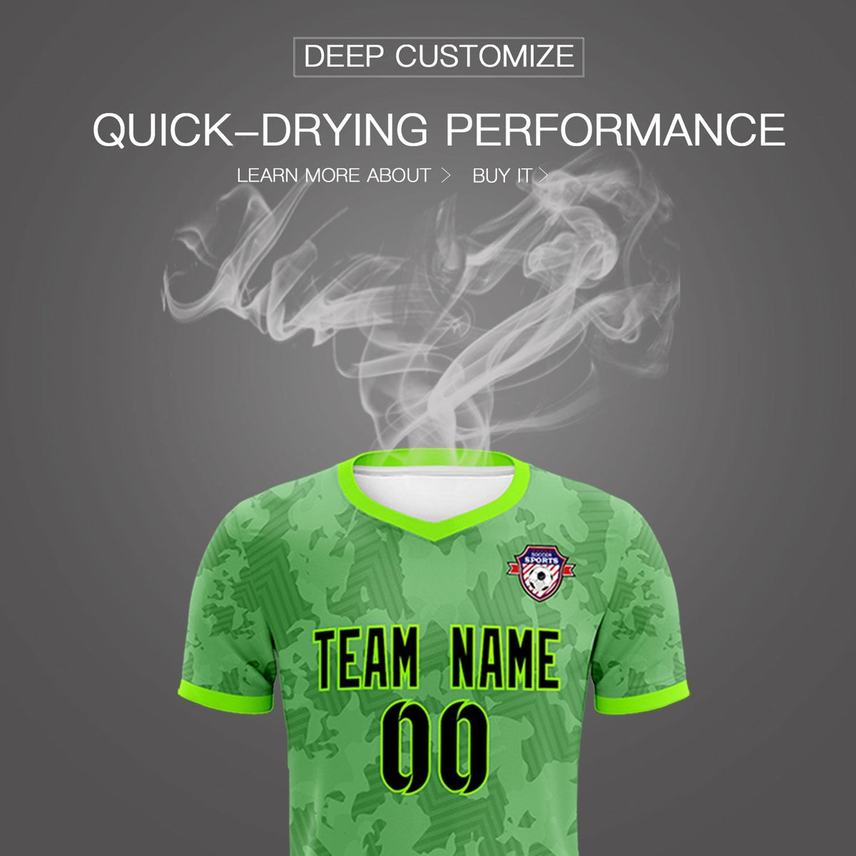 Custom Green Camo sports Soccer Tops/Sets Jersey