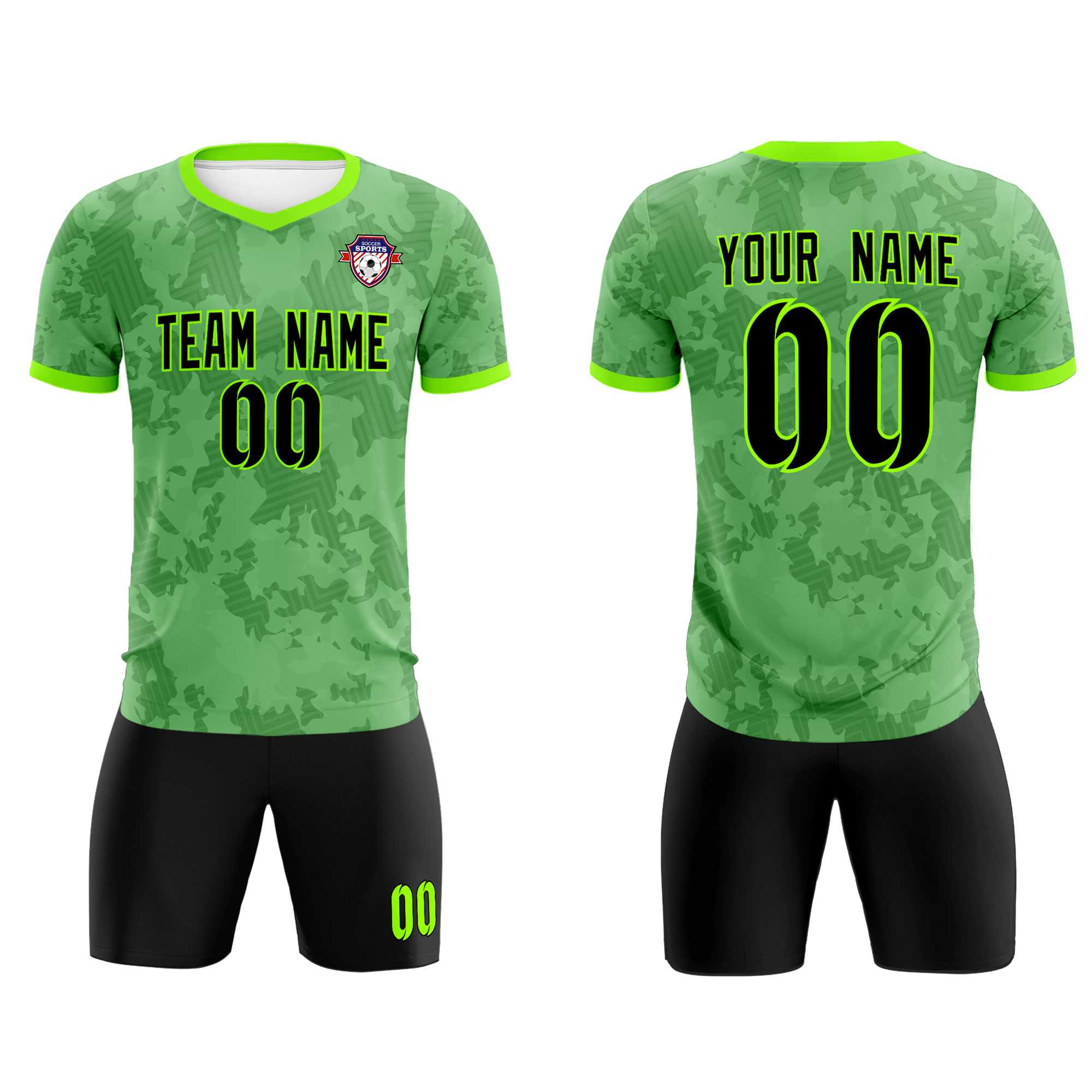 Custom Green Camo sports Soccer Tops/Sets Jersey