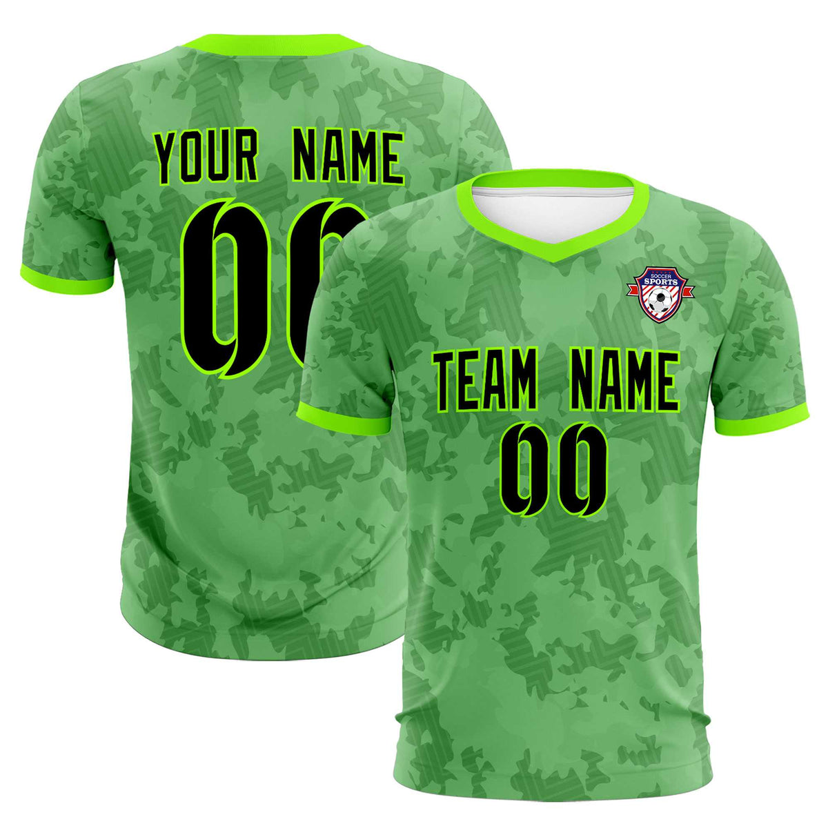 Custom Green Camo sports Soccer Tops/Sets Jersey