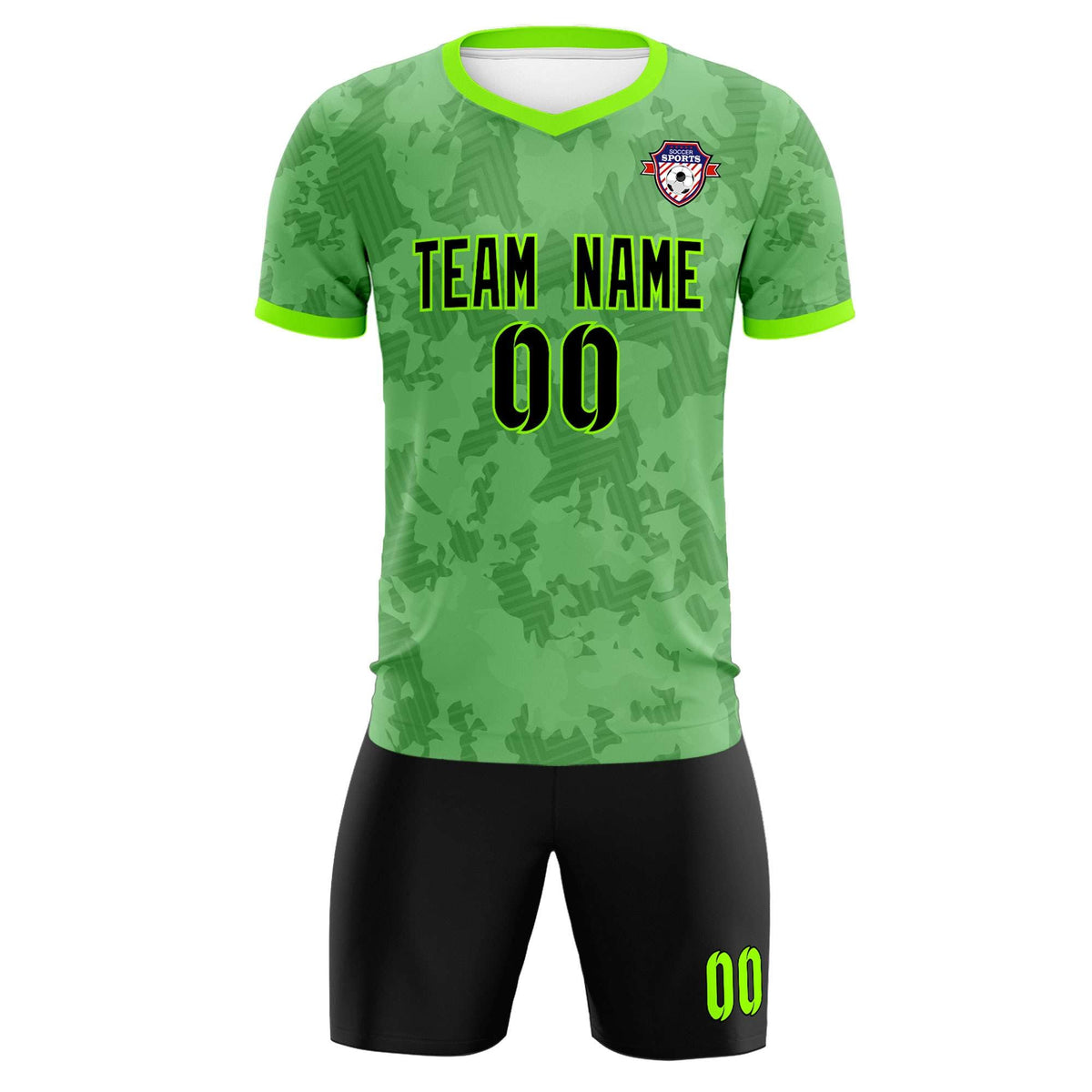 Custom Green Camo sports Soccer Tops/Sets Jersey