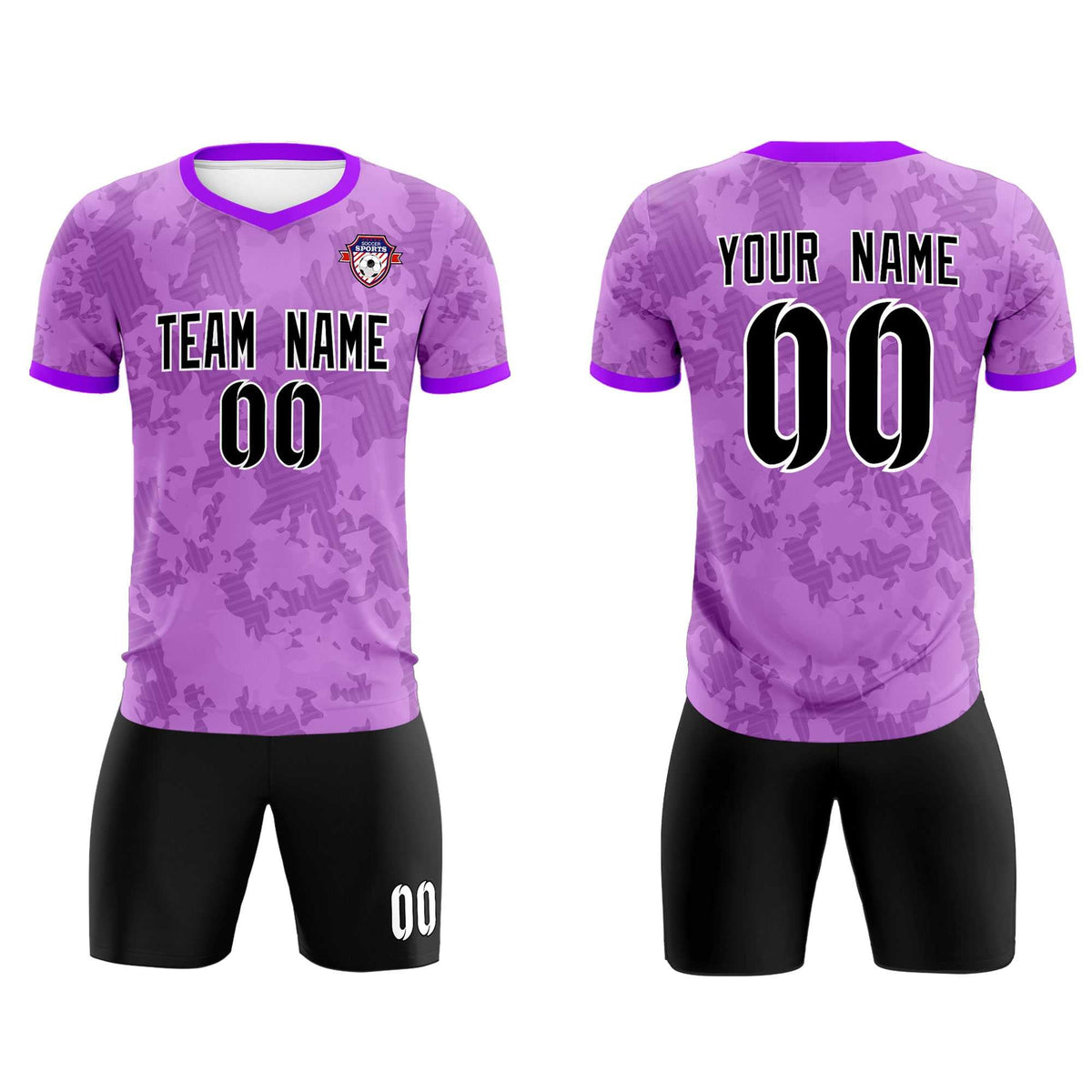 Custom Light Purple Camo sports Soccer Tops/Sets Jersey