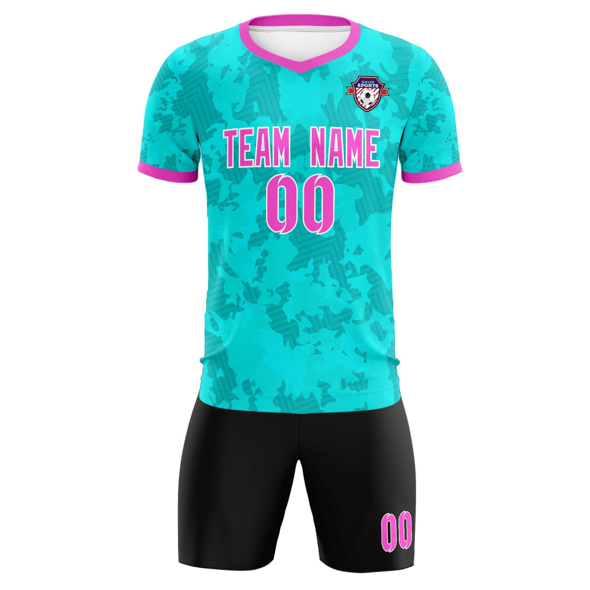 Custom Aqua Camo sports Soccer Tops/Sets Jersey