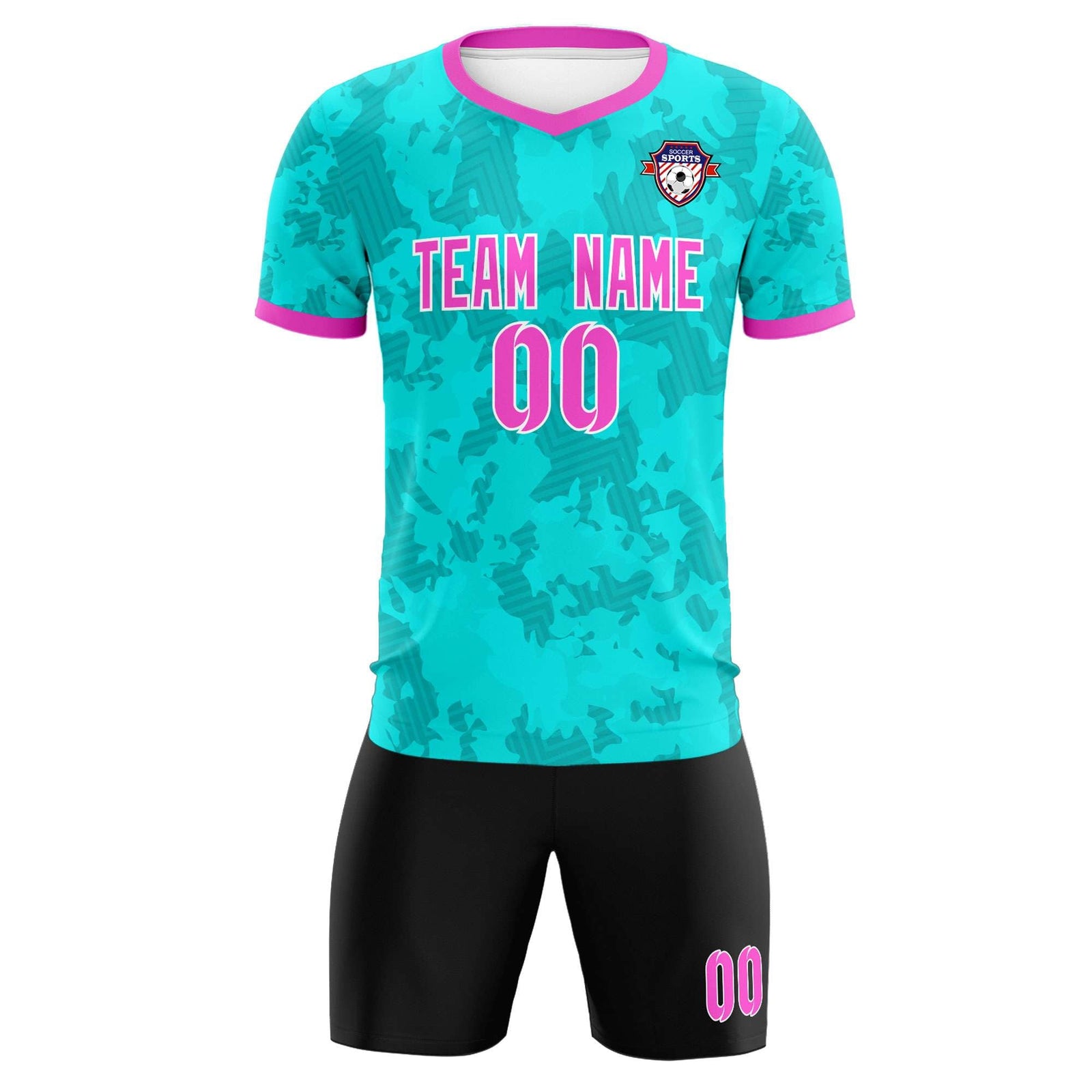 Custom Aqua Camo sports Soccer Tops/Sets Jersey