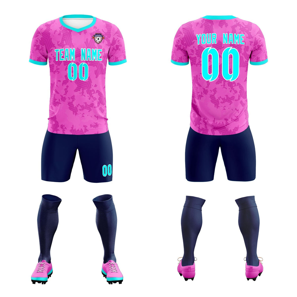 Custom Pink Camo sports Soccer Tops/Sets Jersey