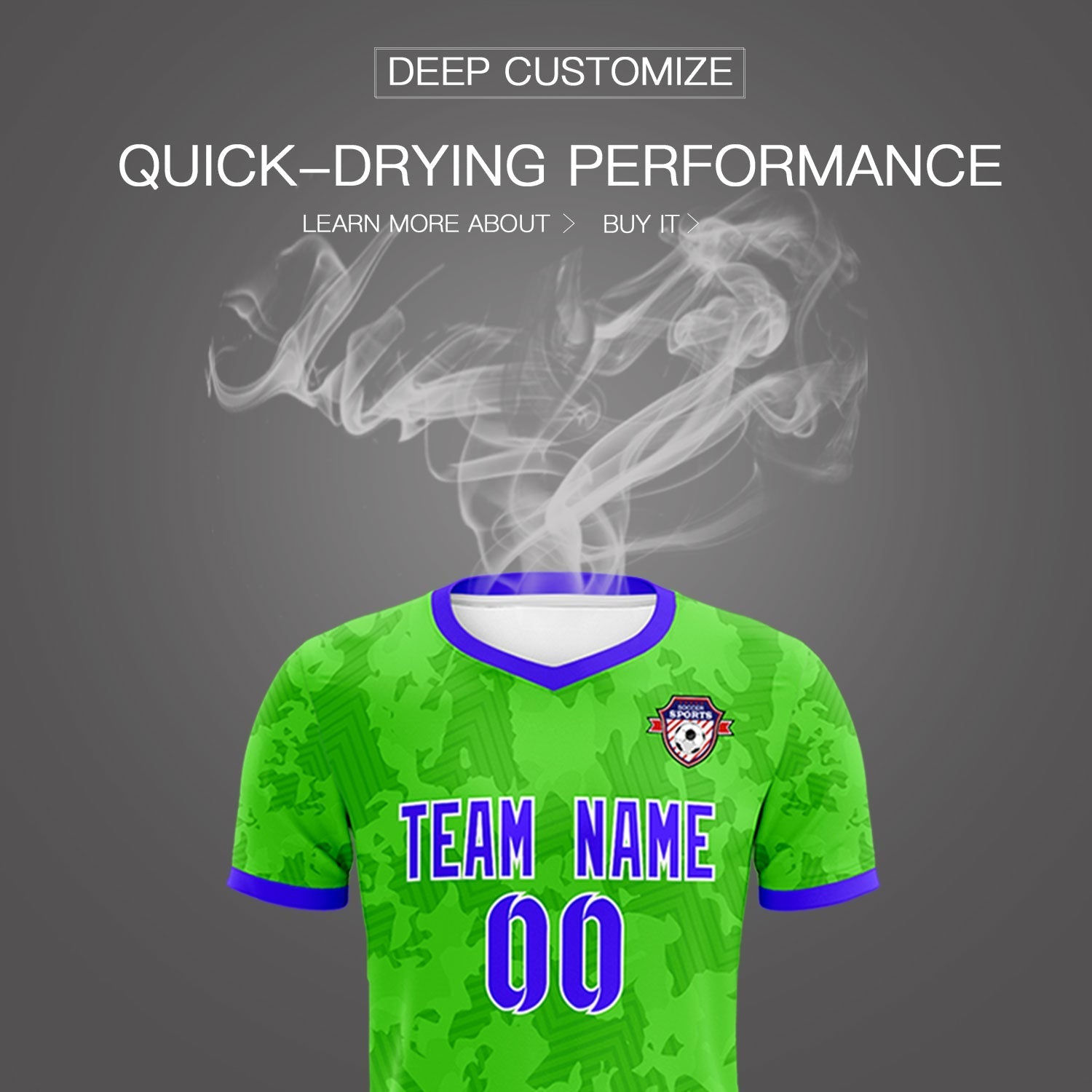 Custom Neon Green Camo sports Soccer Tops/Sets Jersey