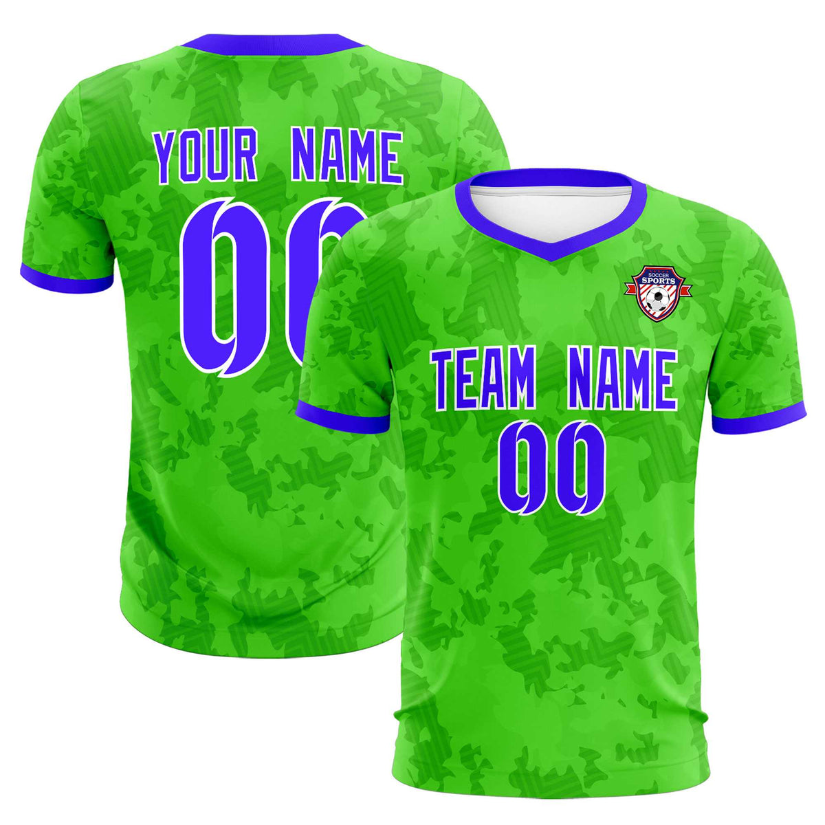 Custom Neon Green Camo sports Soccer Tops/Sets Jersey