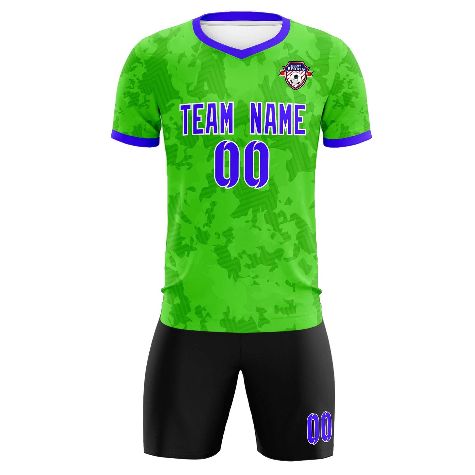 Custom Neon Green Camo sports Soccer Tops/Sets Jersey