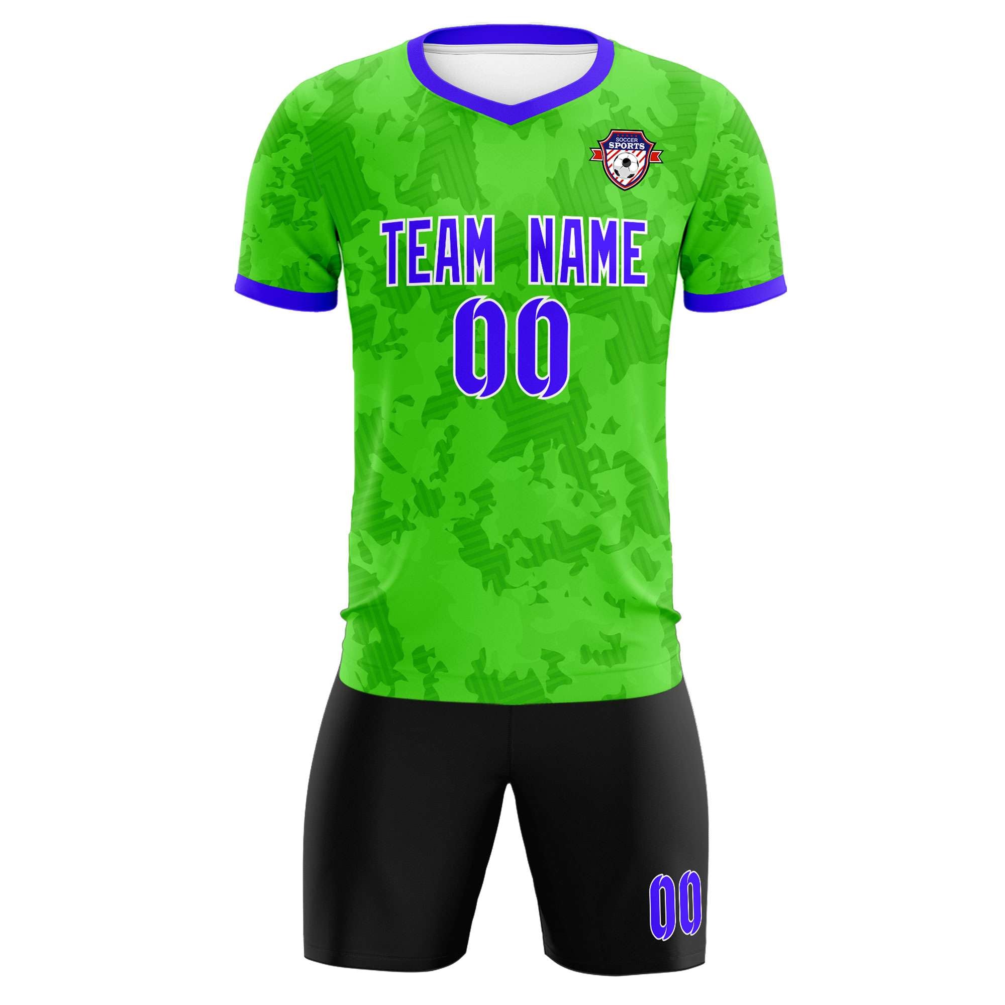 Custom Neon Green Camo sports Soccer Tops/Sets Jersey