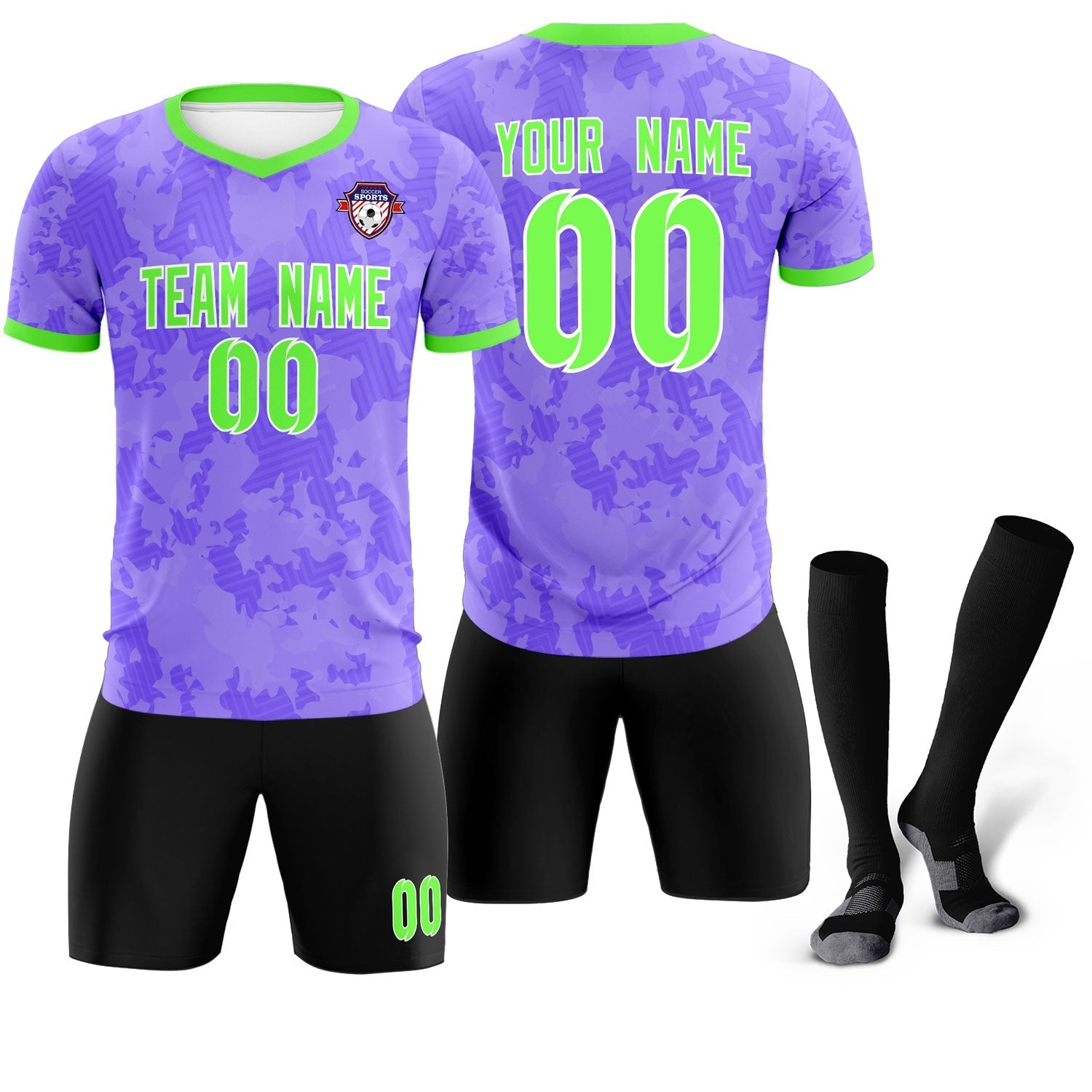 Custom Light Purple Camo sports Soccer Tops/Sets Jersey