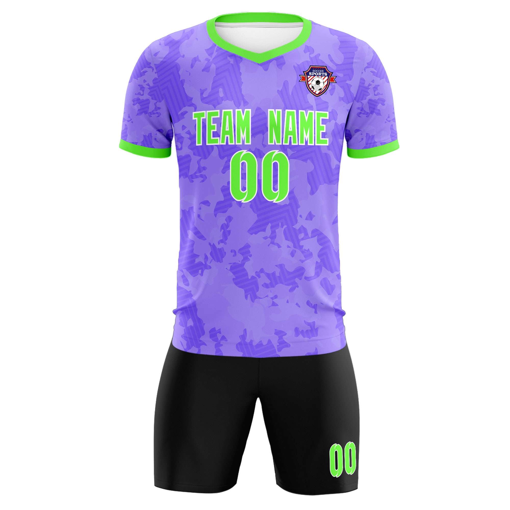 Custom Light Purple Camo sports Soccer Tops/Sets Jersey