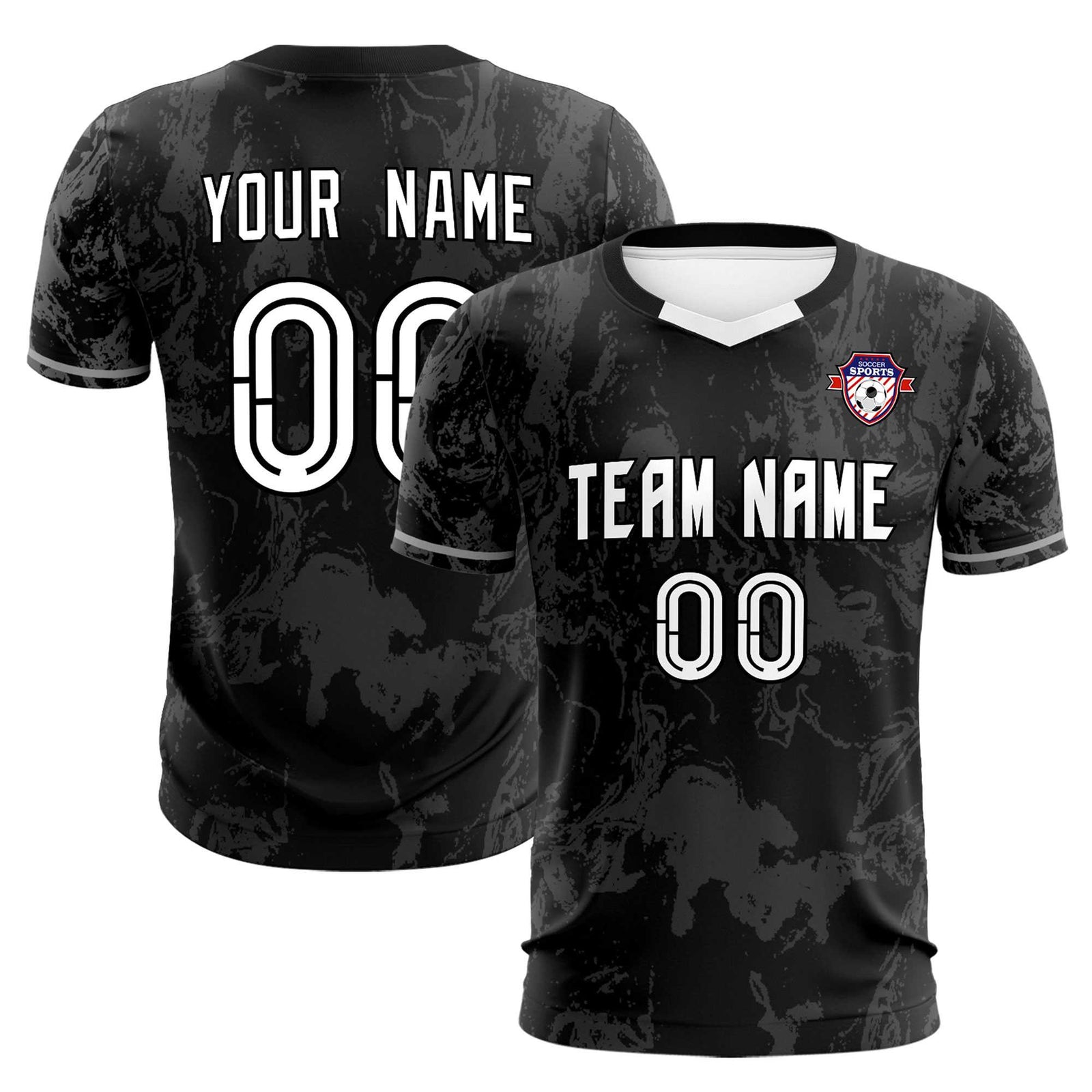 Custom Black Classic Graffiti Pattern Sportswear Soccer Tops/Sets Jersey