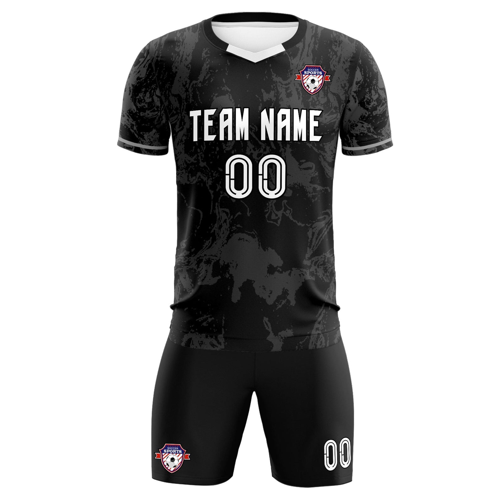Custom Black Classic Graffiti Pattern Sportswear Soccer Tops/Sets Jersey