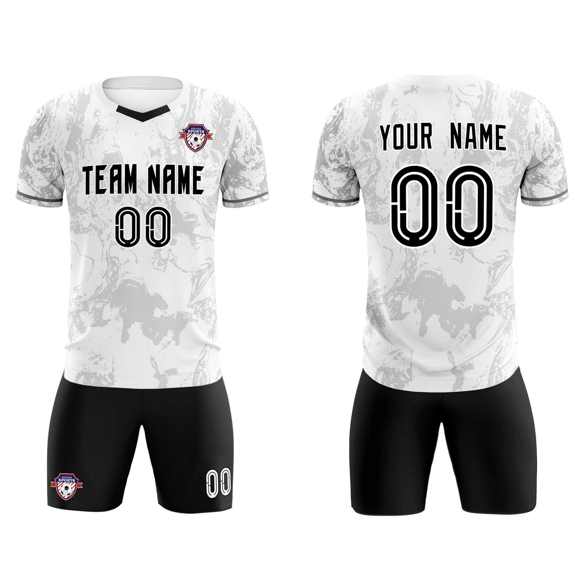 Custom White Classic Graffiti Pattern Sportswear Soccer Tops/Sets Jersey
