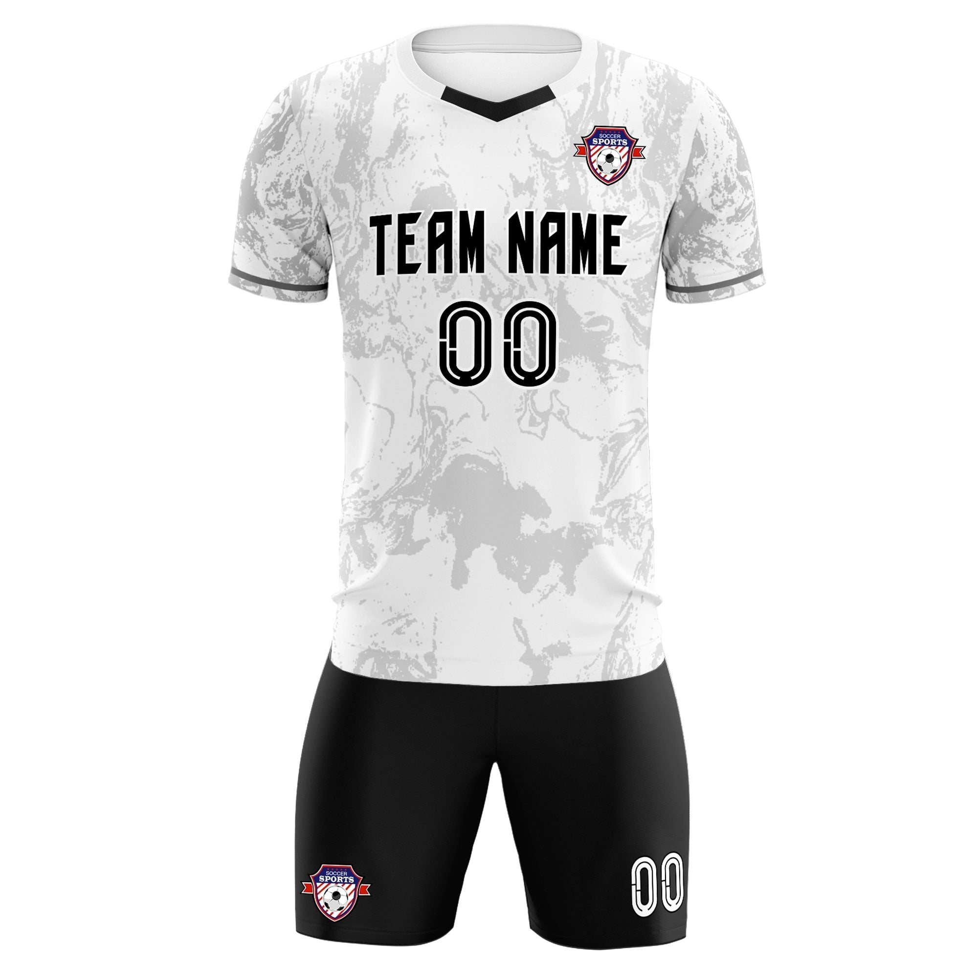 Custom White Classic Graffiti Pattern Sportswear Soccer Tops/Sets Jersey