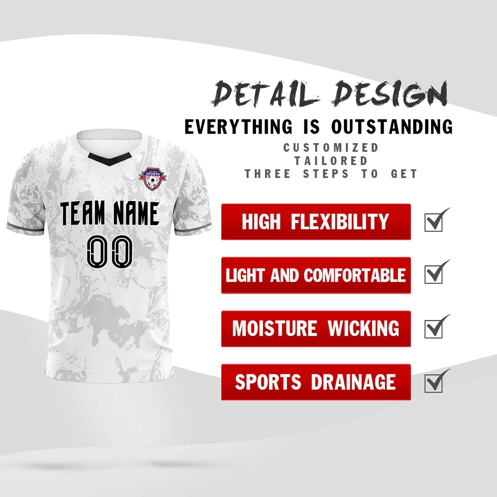 Custom White Classic Graffiti Pattern Sportswear Soccer Tops/Sets Jersey