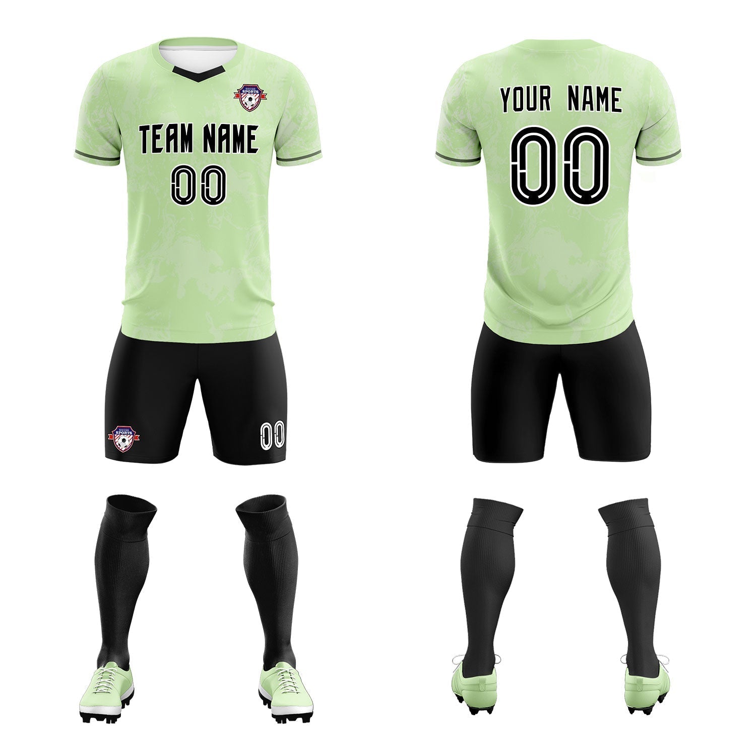 Custom Green Classic Graffiti Pattern Sportswear Soccer Tops/Sets Jersey
