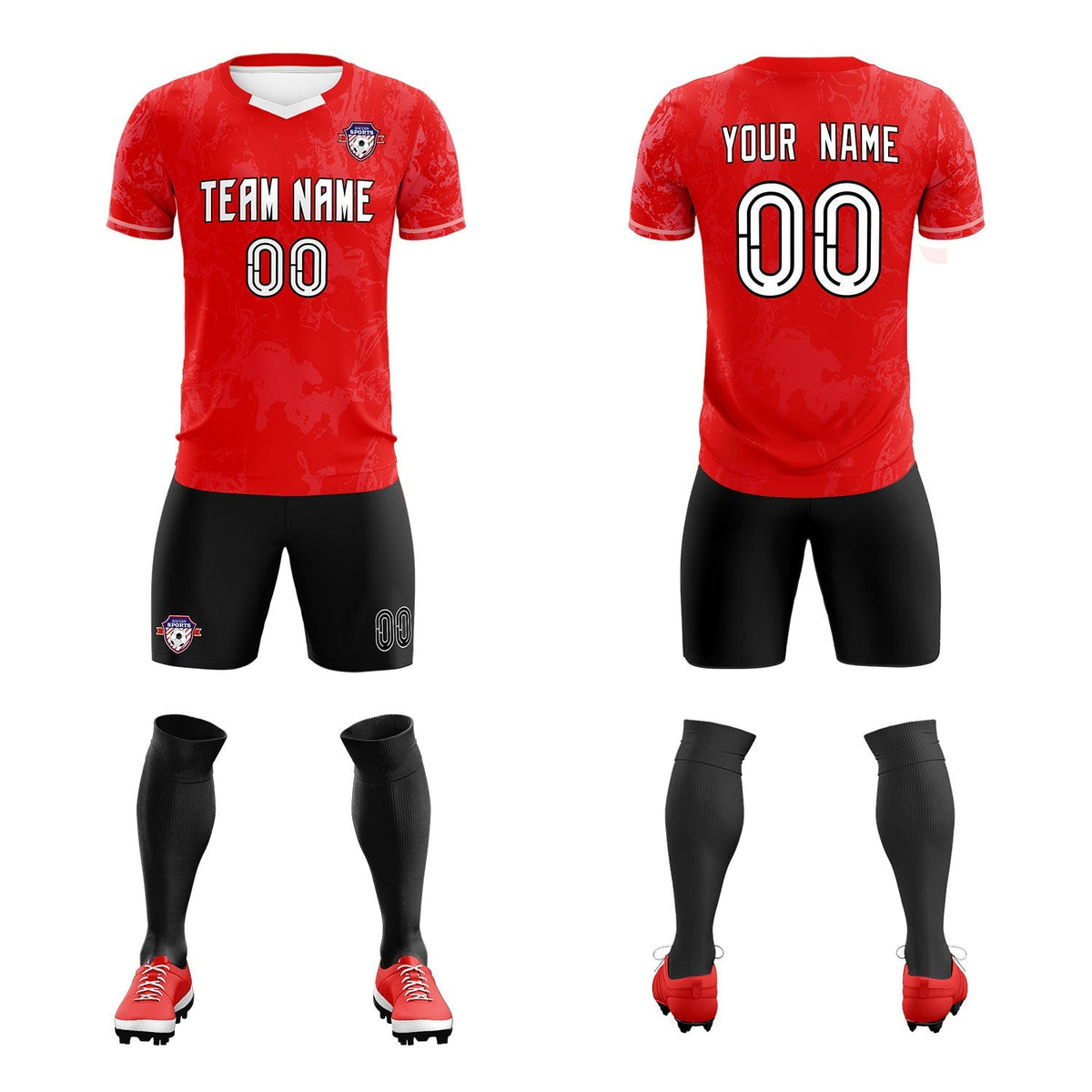 Custom Red Classic Graffiti Pattern Sportswear Soccer Tops/Sets Jersey