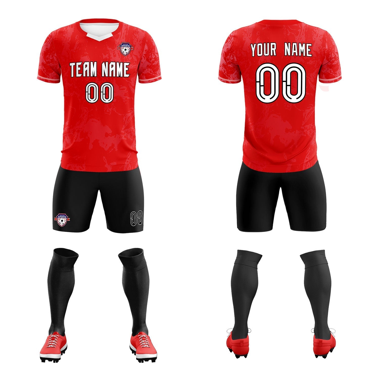 Custom Red Classic Graffiti Pattern Sportswear Soccer Tops/Sets Jersey