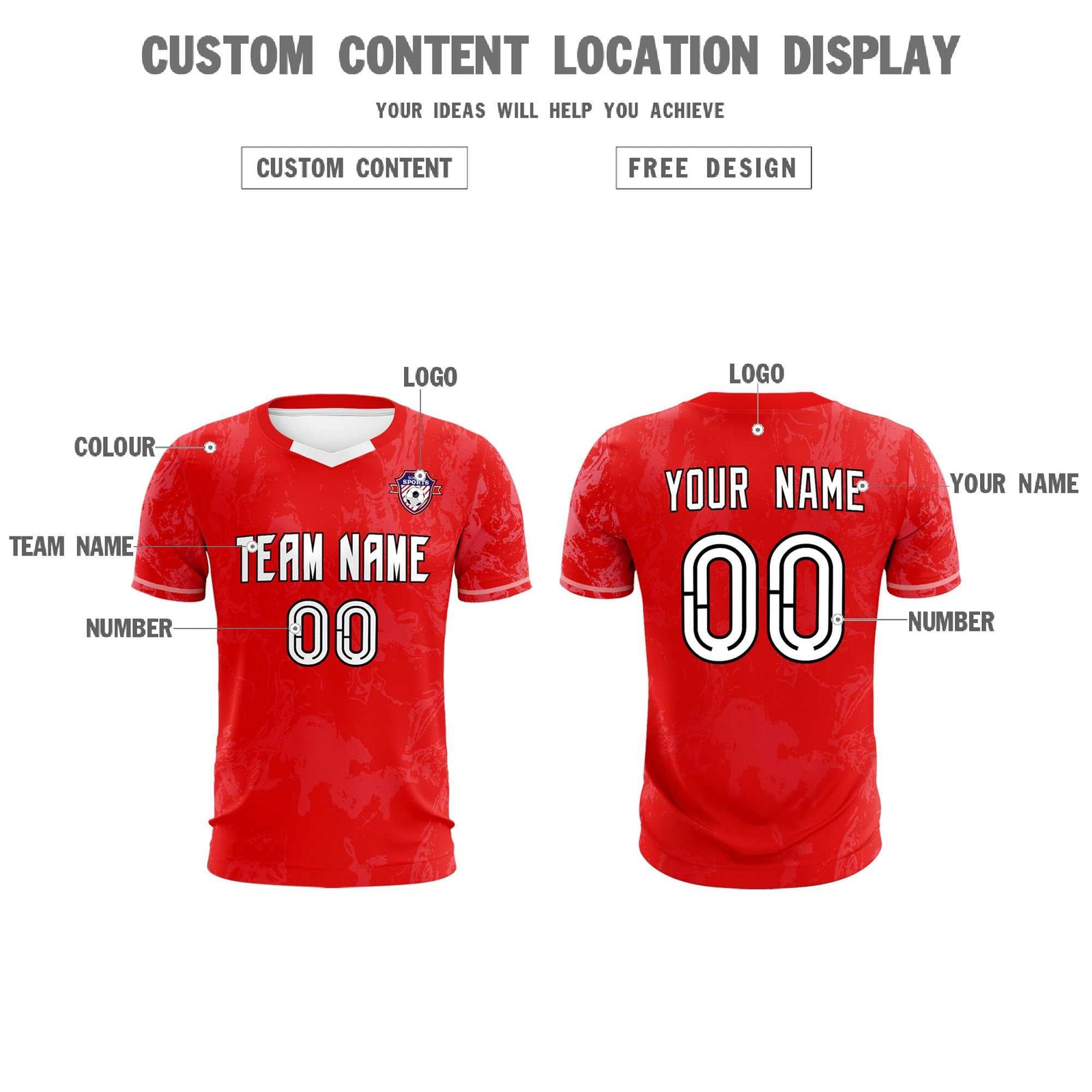 Custom Red Classic Graffiti Pattern Sportswear Soccer Tops/Sets Jersey