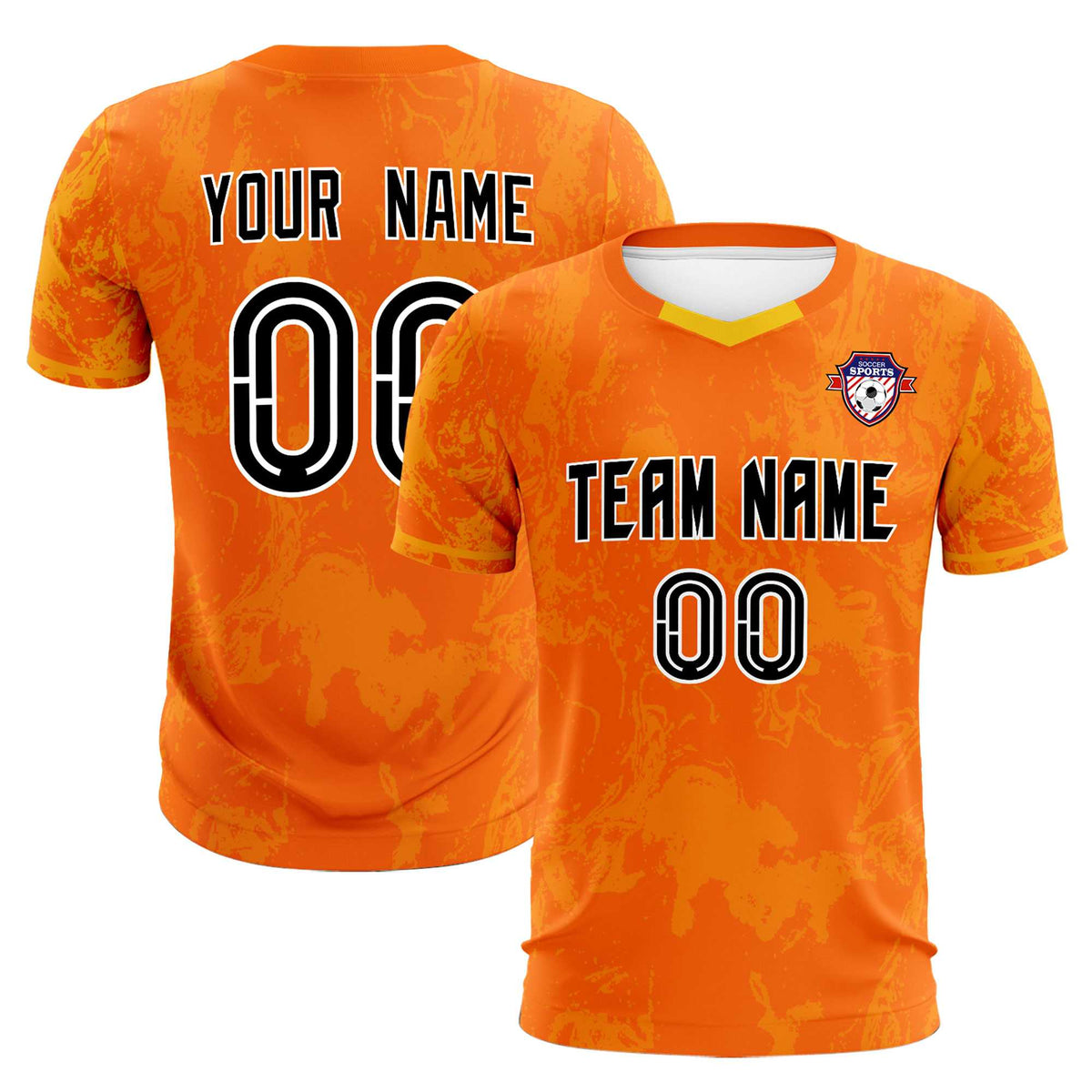 Custom Orange Classic Graffiti Pattern Sportswear Soccer Tops/Sets Jersey