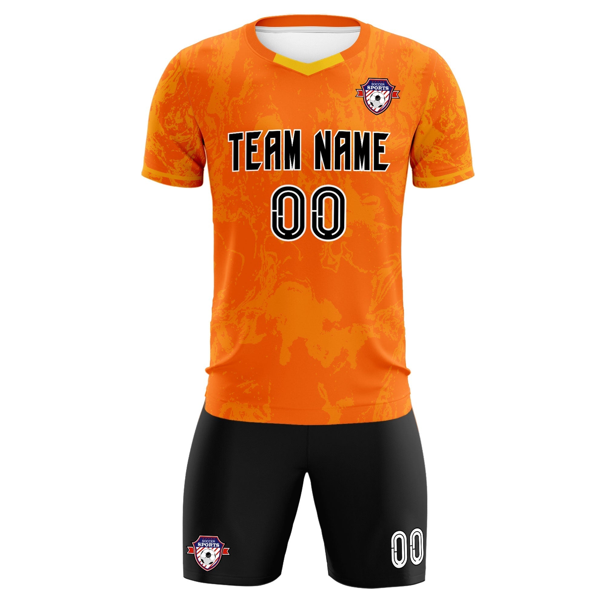 Custom Orange Classic Graffiti Pattern Sportswear Soccer Tops/Sets Jersey