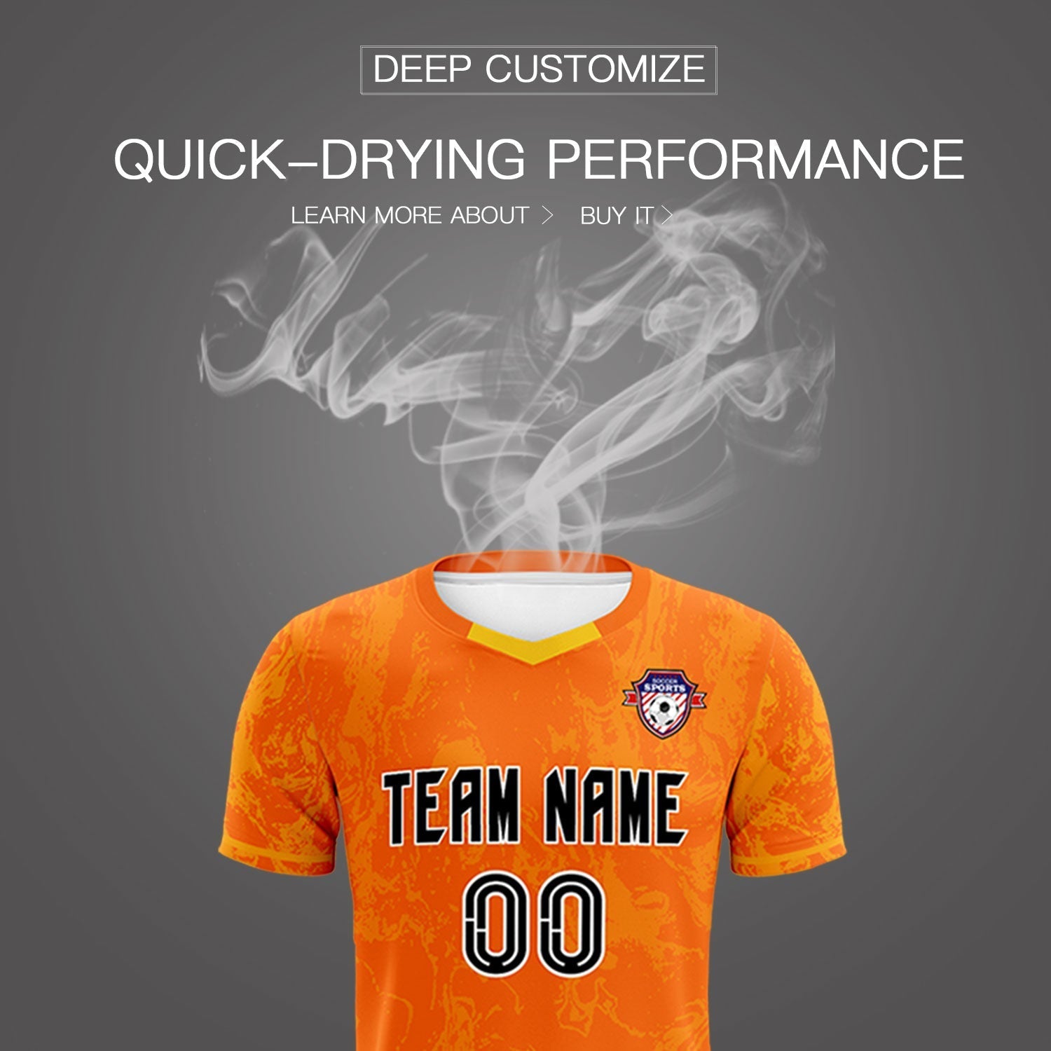 Custom Orange Classic Graffiti Pattern Sportswear Soccer Tops/Sets Jersey