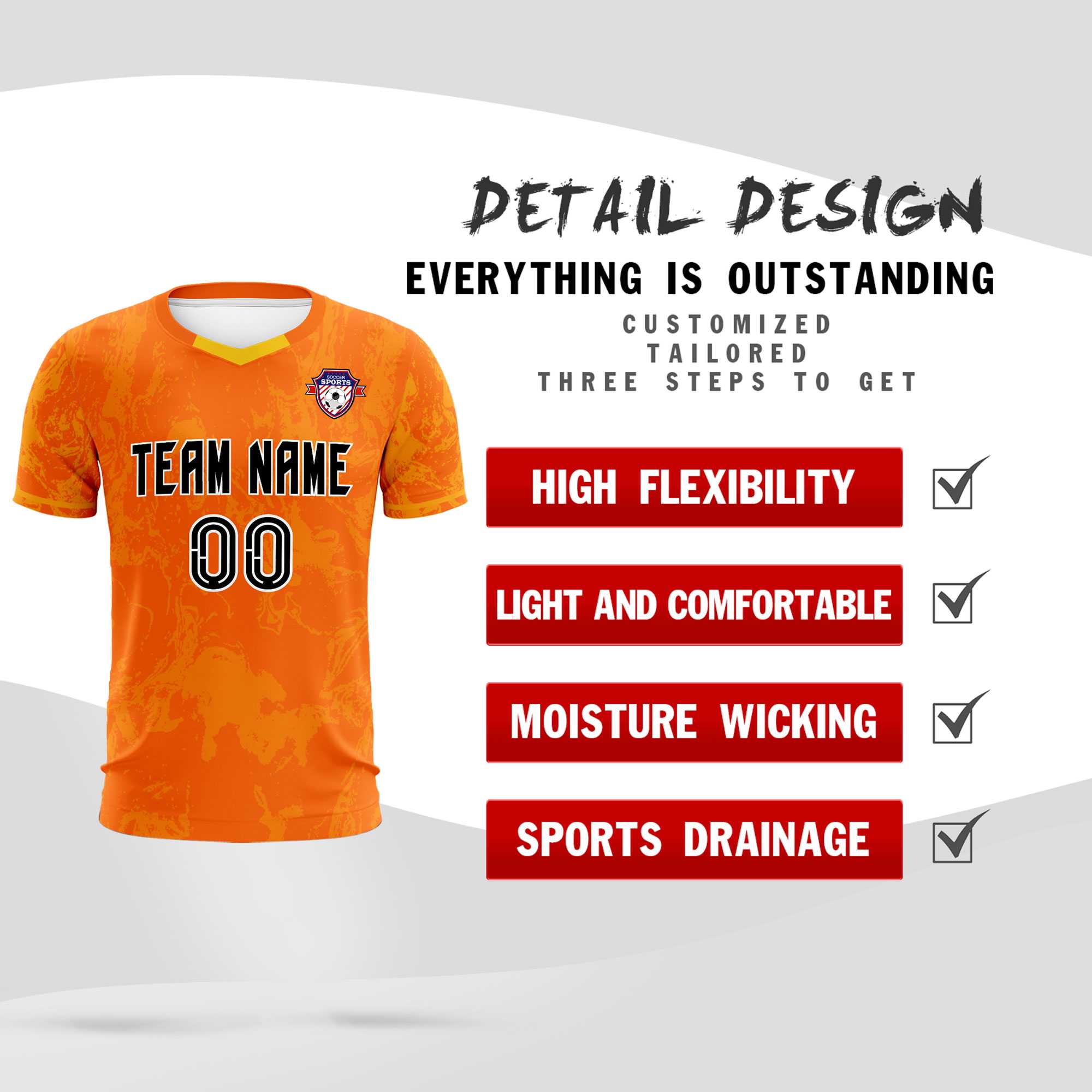 Custom Orange Classic Graffiti Pattern Sportswear Soccer Tops/Sets Jersey