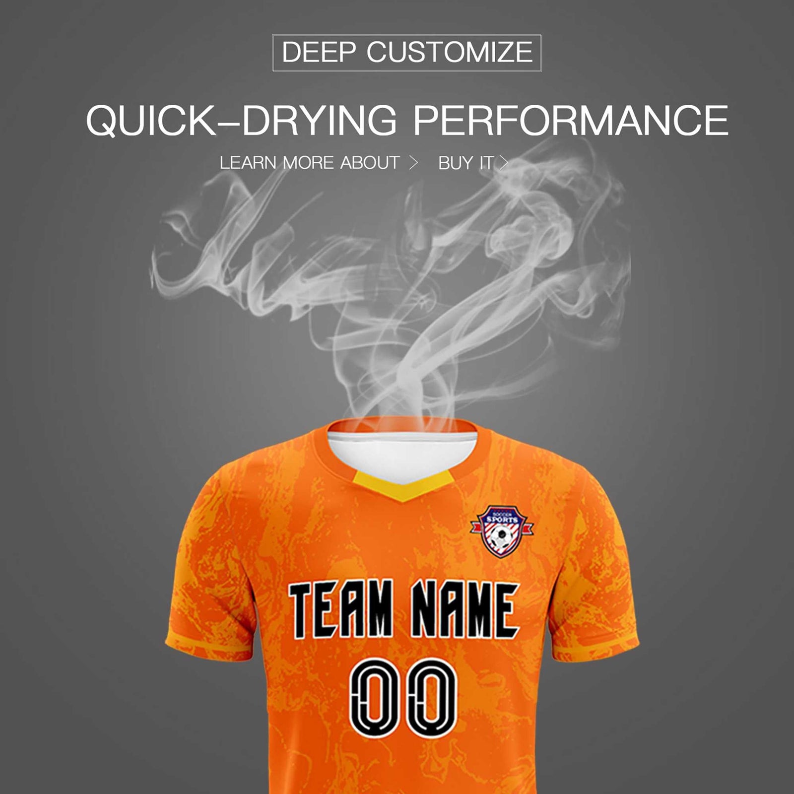 Custom Orange Classic Graffiti Pattern Sportswear Soccer Tops/Sets Jersey