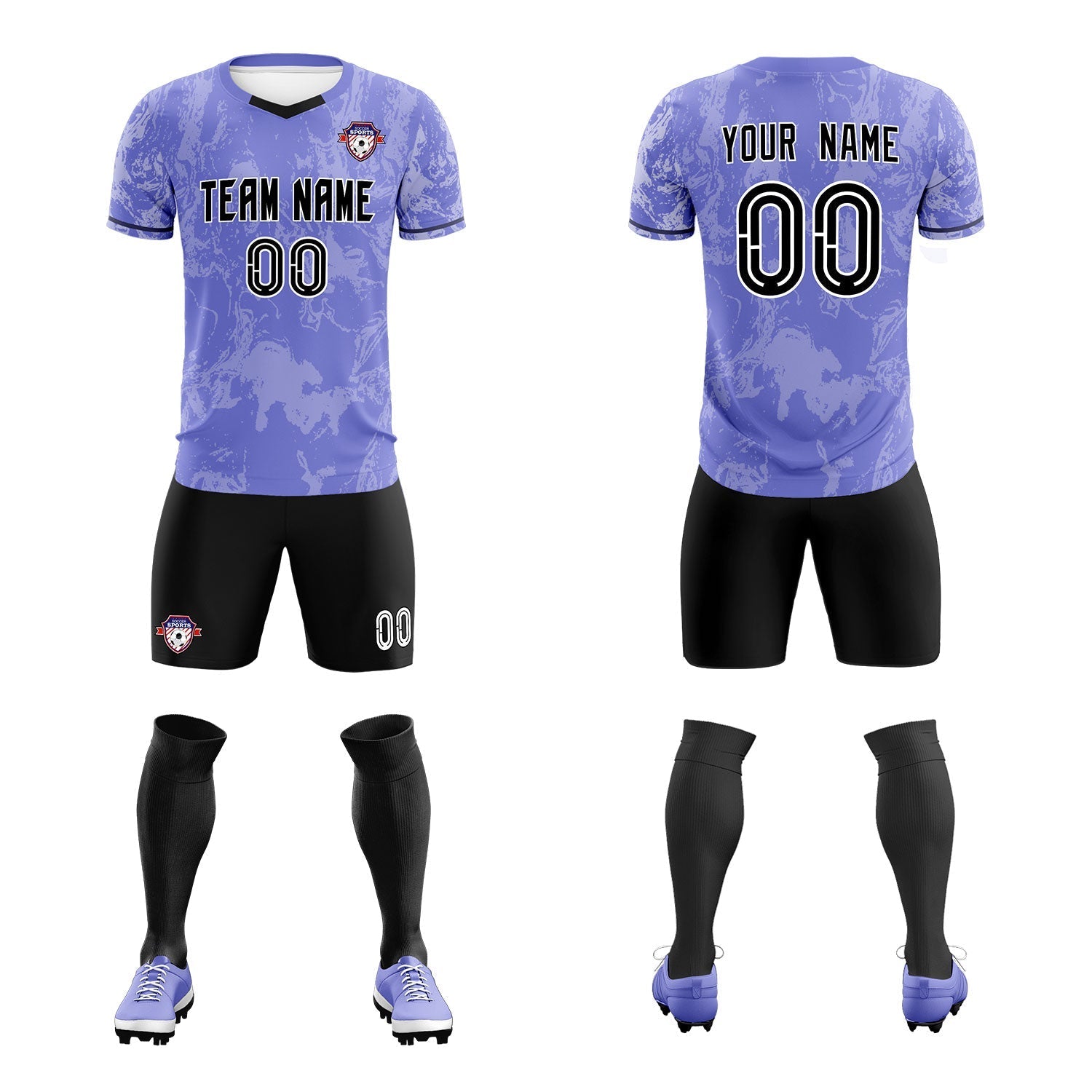 Custom Purple Classic Graffiti Pattern Sportswear Soccer Tops/Sets Jersey