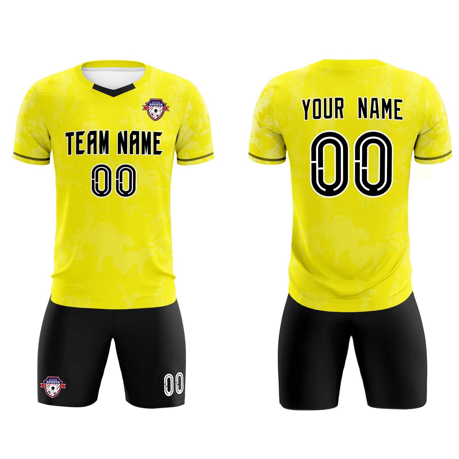 Custom Yellow Classic Graffiti Pattern Sportswear Soccer Tops/Sets Jersey