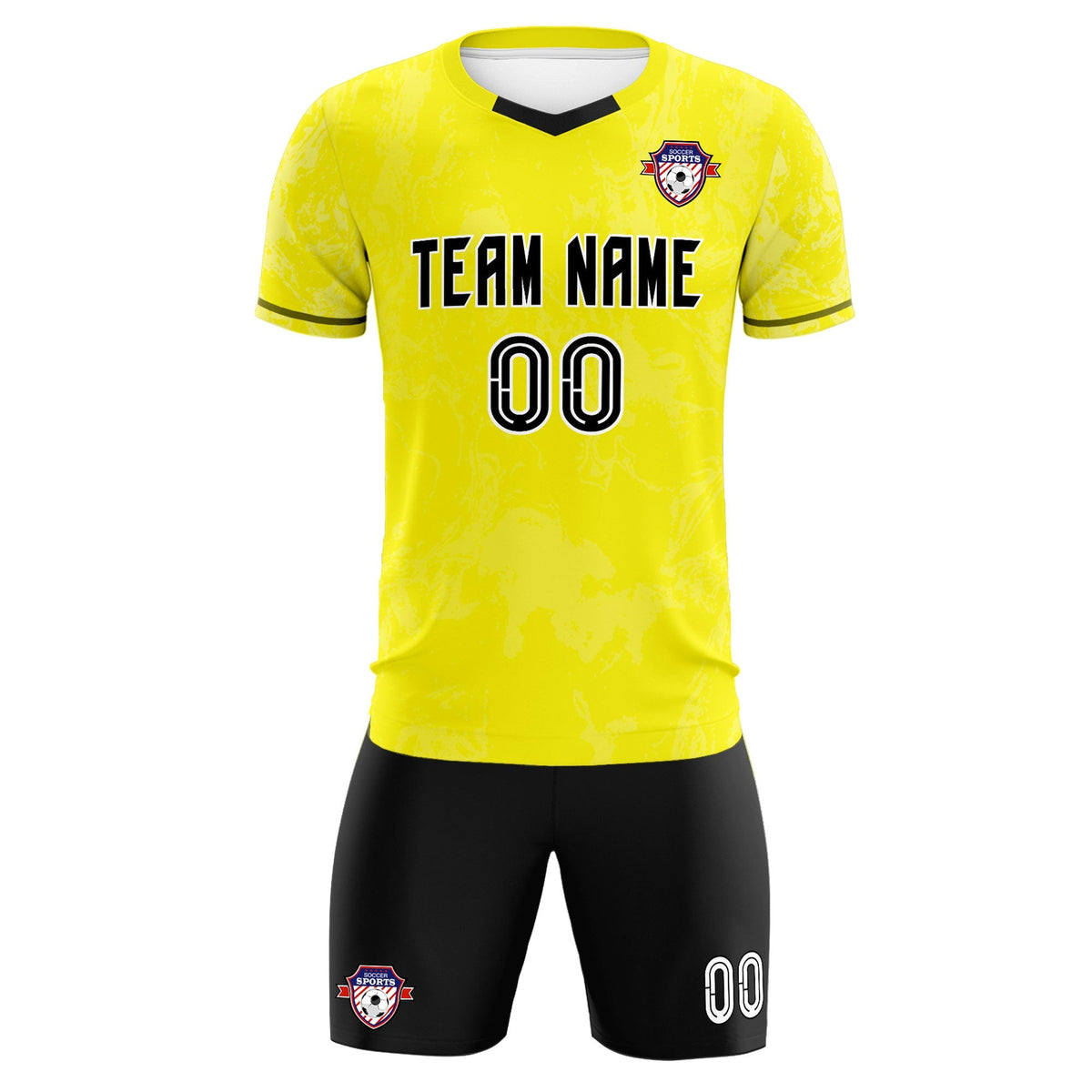 Custom Yellow Classic Graffiti Pattern Sportswear Soccer Tops/Sets Jersey