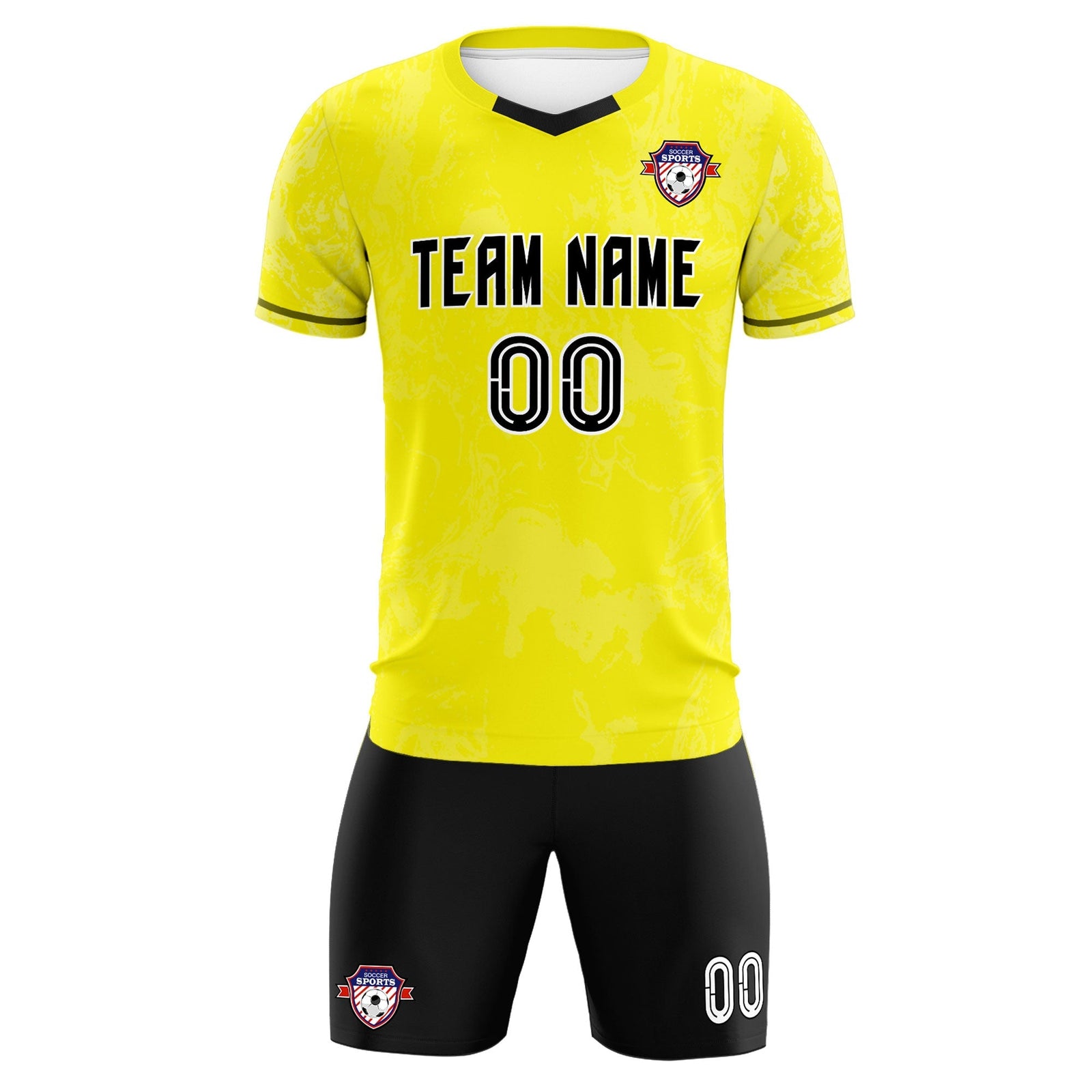 Custom Yellow Classic Graffiti Pattern Sportswear Soccer Tops/Sets Jersey