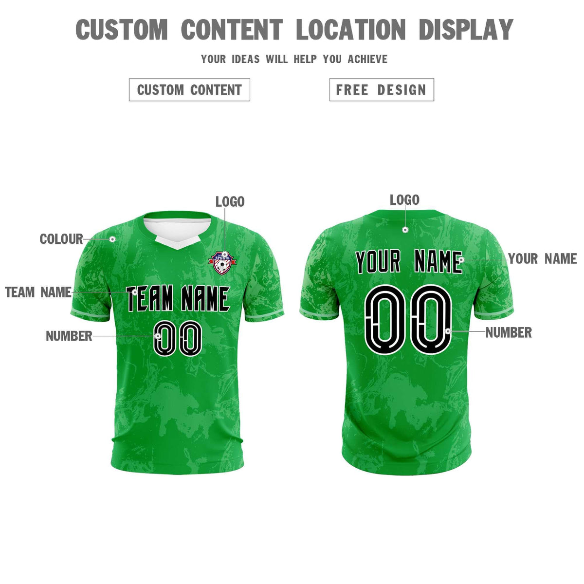 Custom Kelly Green Classic Graffiti Pattern Sportswear Soccer Tops/Sets Jersey