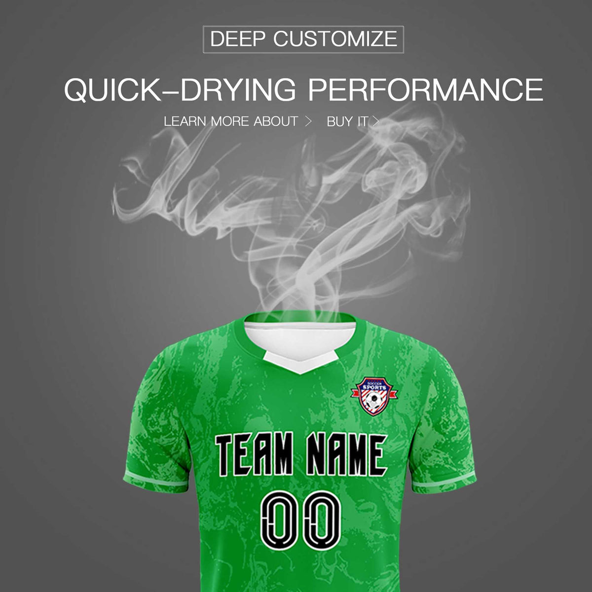 Custom Kelly Green Classic Graffiti Pattern Sportswear Soccer Tops/Sets Jersey