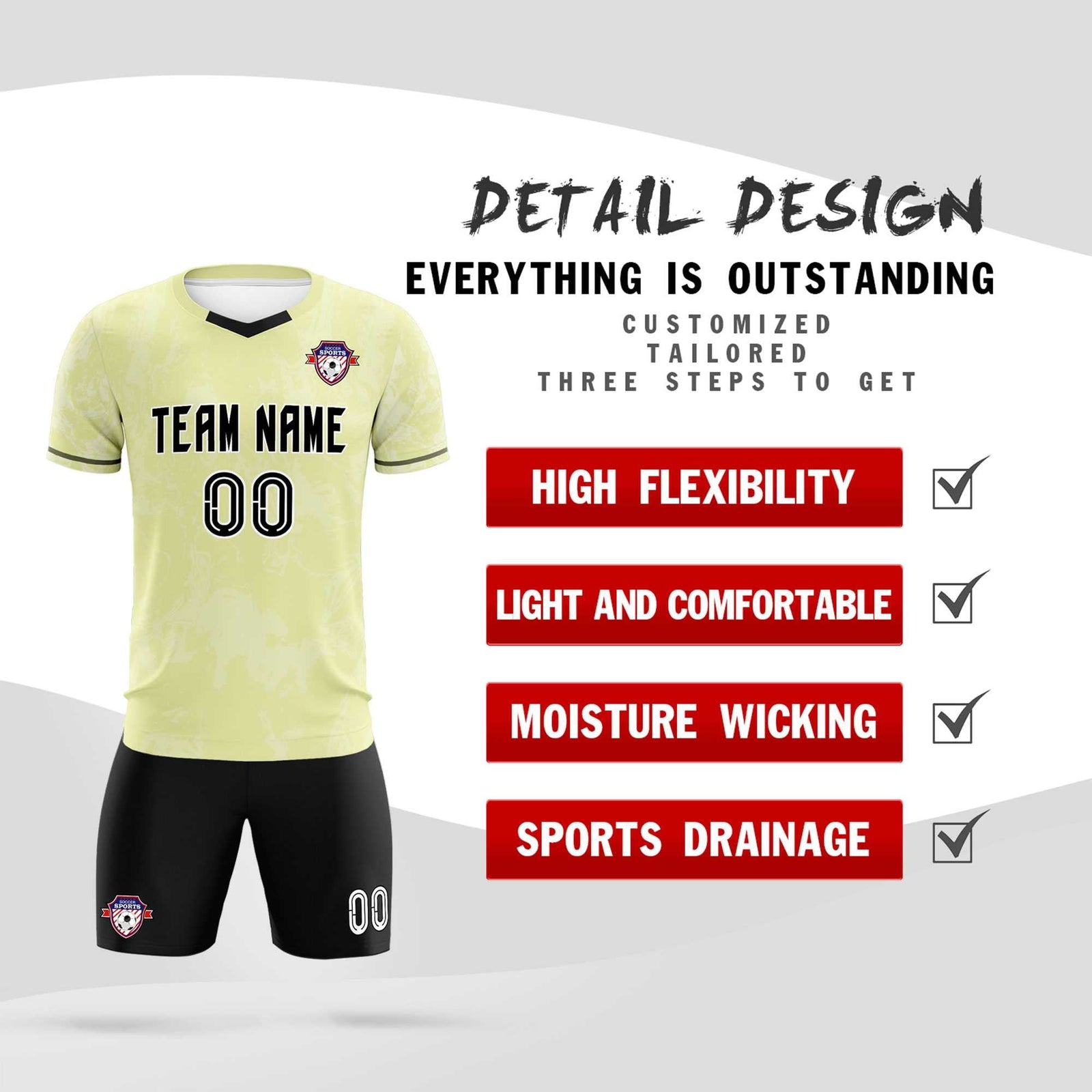 Custom Cream Classic Graffiti Pattern Sportswear Soccer Tops/Sets Jersey