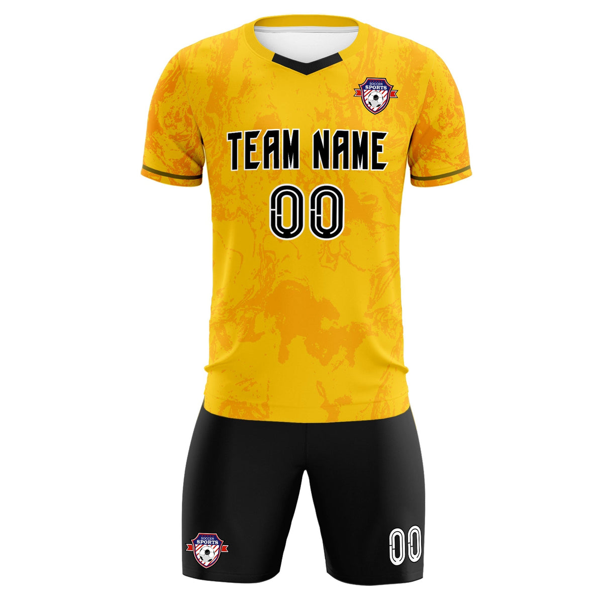 Custom Gold Classic Graffiti Pattern Sportswear Soccer Tops/Sets Jersey