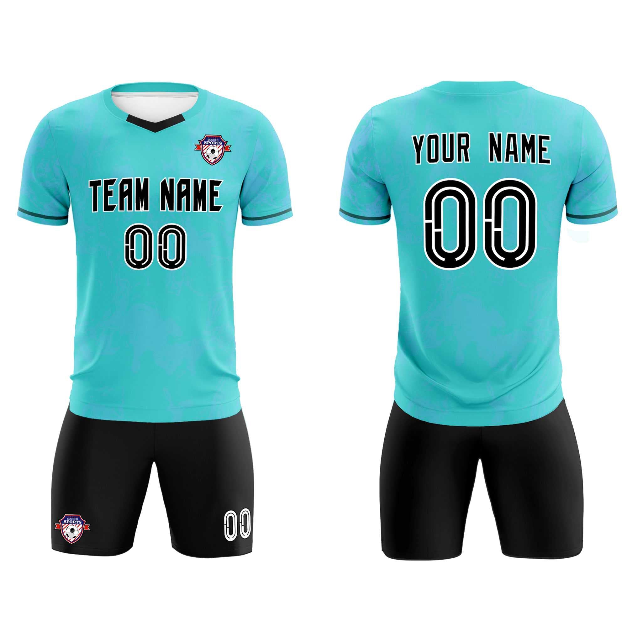 Custom Sky Blue Classic Graffiti Pattern Sportswear Soccer Tops/Sets Jersey